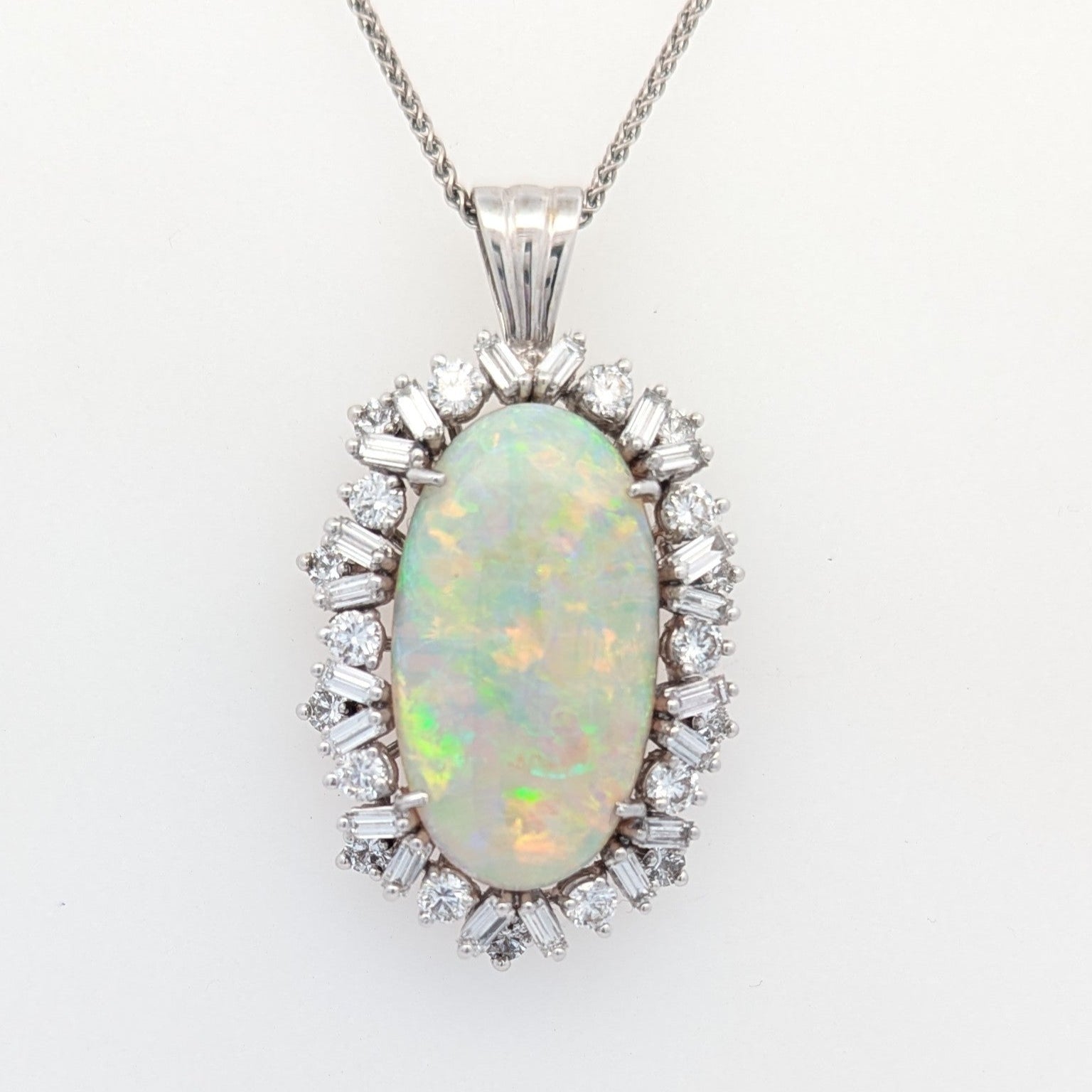 Vintage Opal and Diamond Pendant