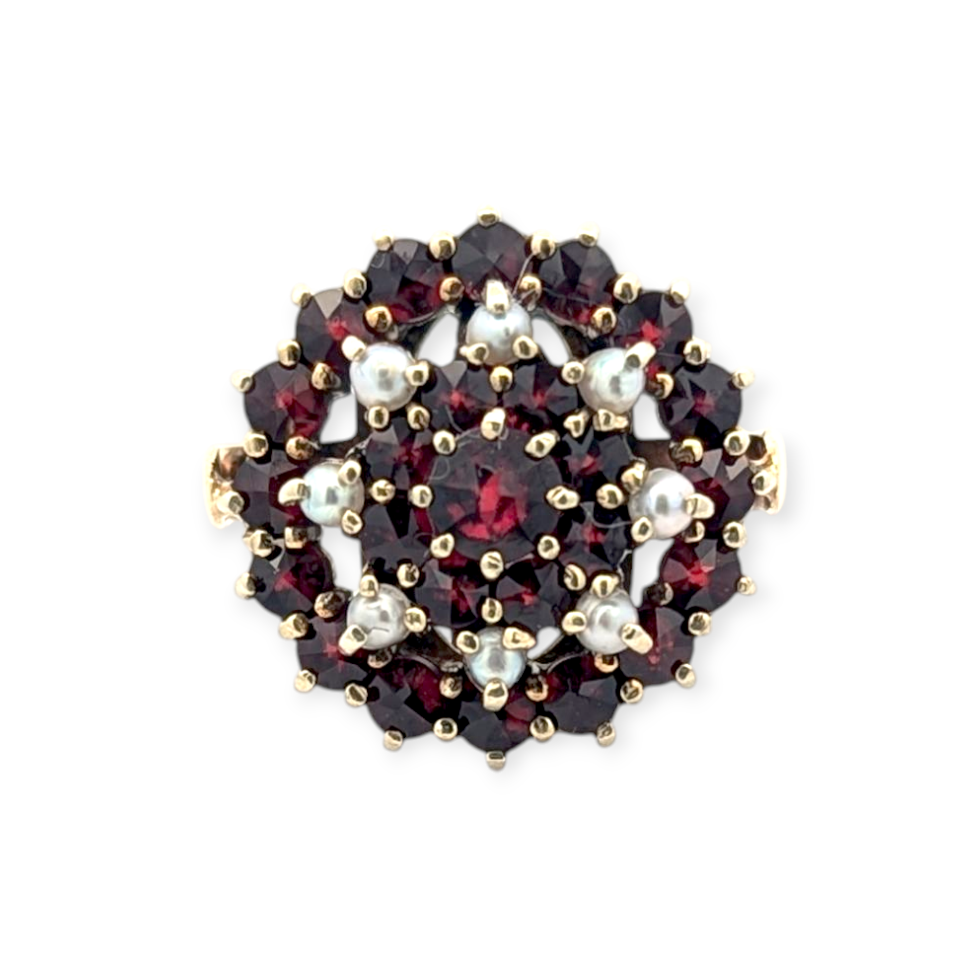 Vintage 14K Garnet and Pearl Ring