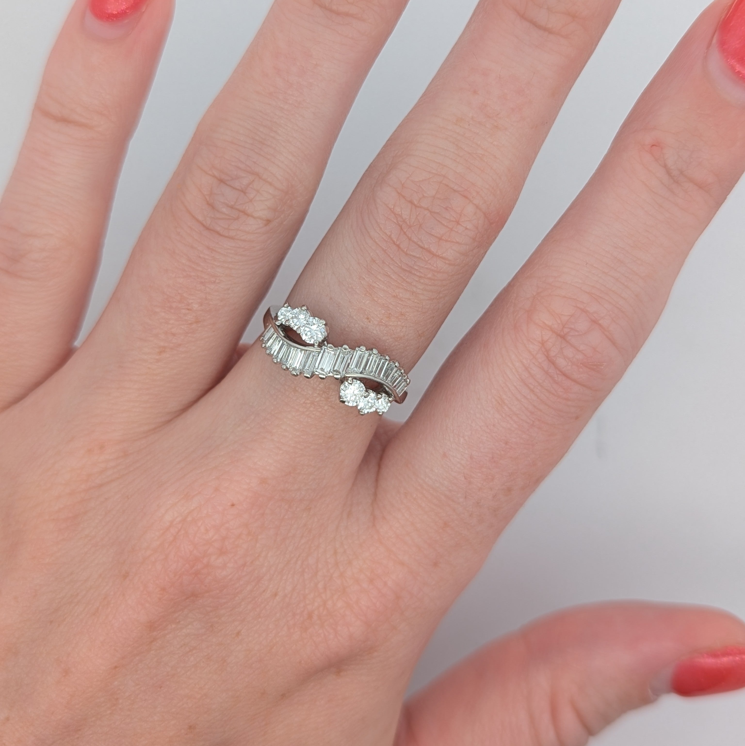 Vintage White Gold and Diamond Twist Band