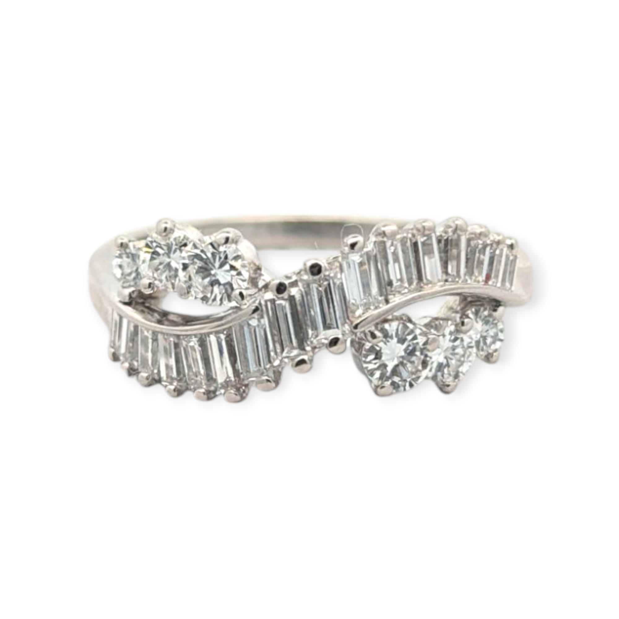Vintage White Gold and Diamond Twist Band