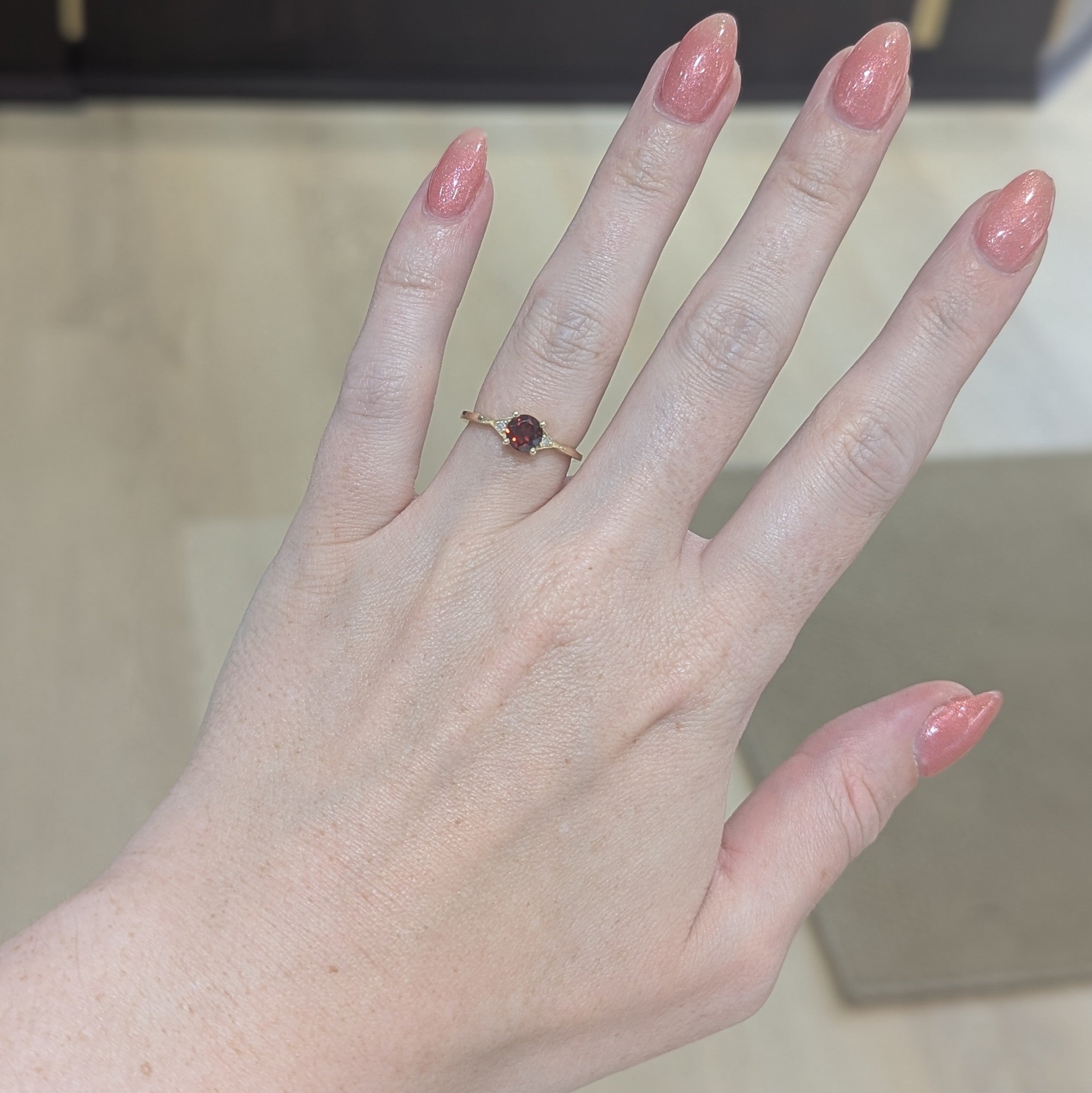 Giulia Garnet & Diamond Ring in 14k Yellow Gold