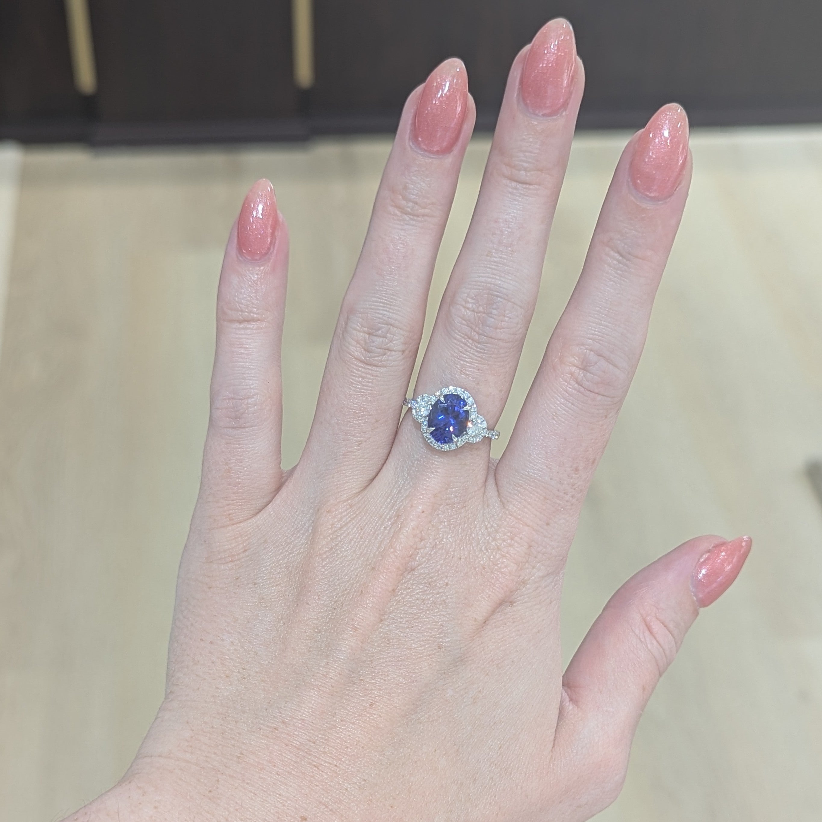 Tanzanite and Diamond Halo Ring