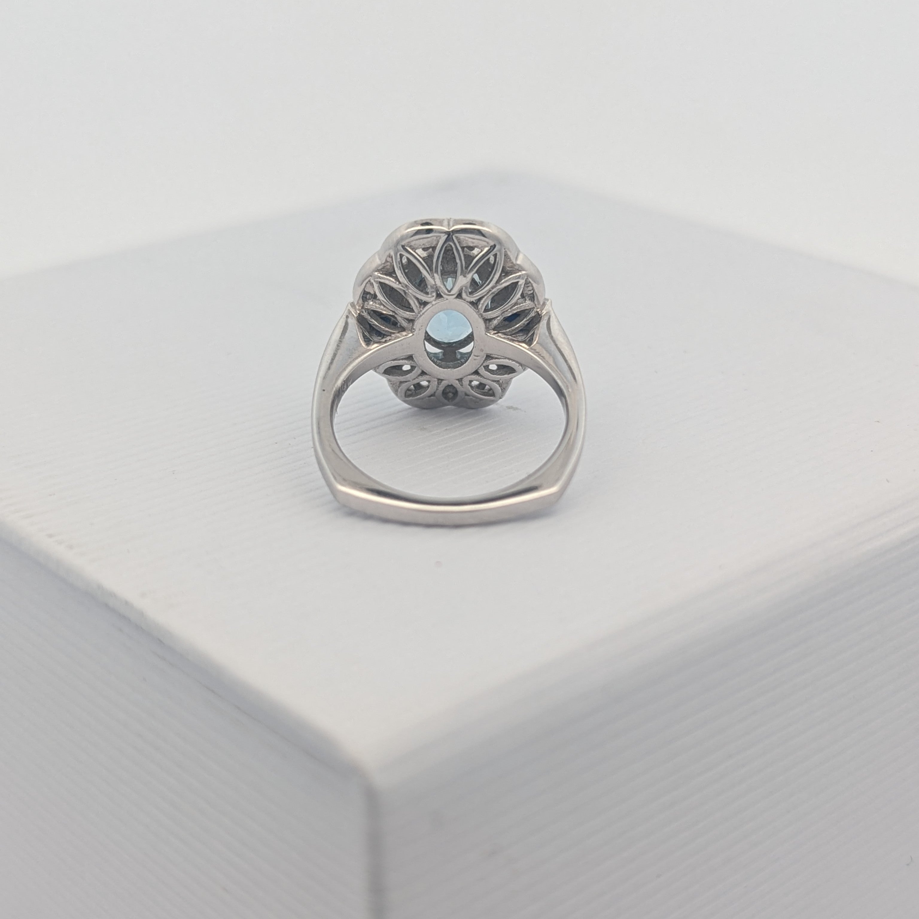 Imperia Aquamarine, Sapphire, and Diamond Ring in 14k White Gold