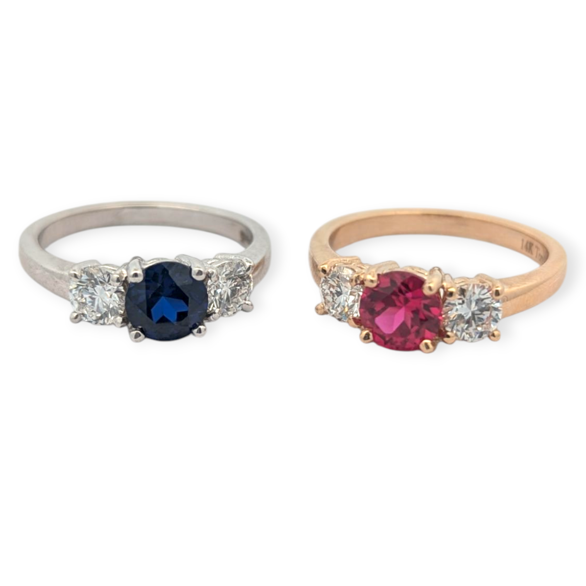 Lab Grown Gemstone & Diamond Three-Stone Ring