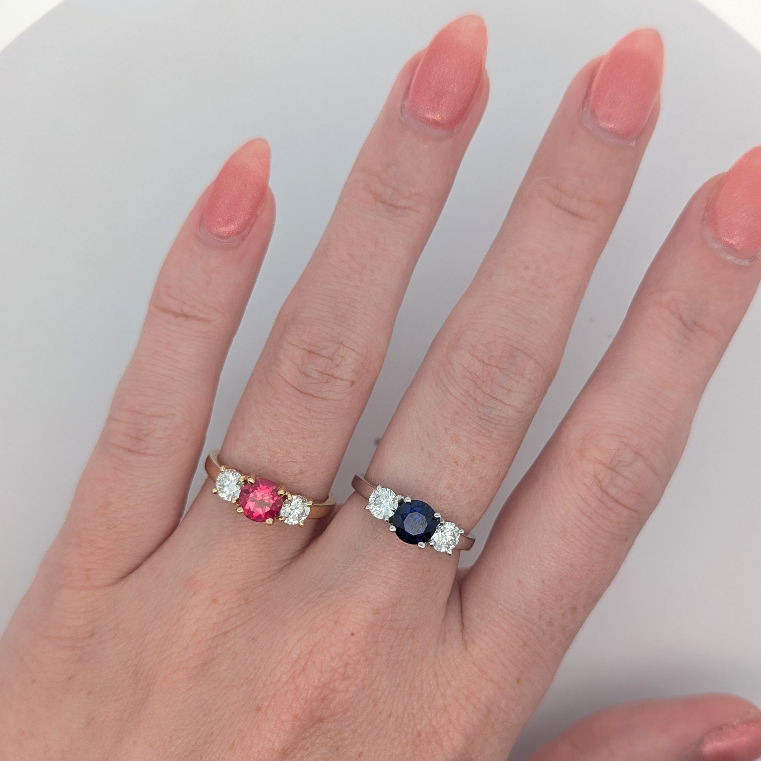 Lab Grown Gemstone & Diamond Three-Stone Ring