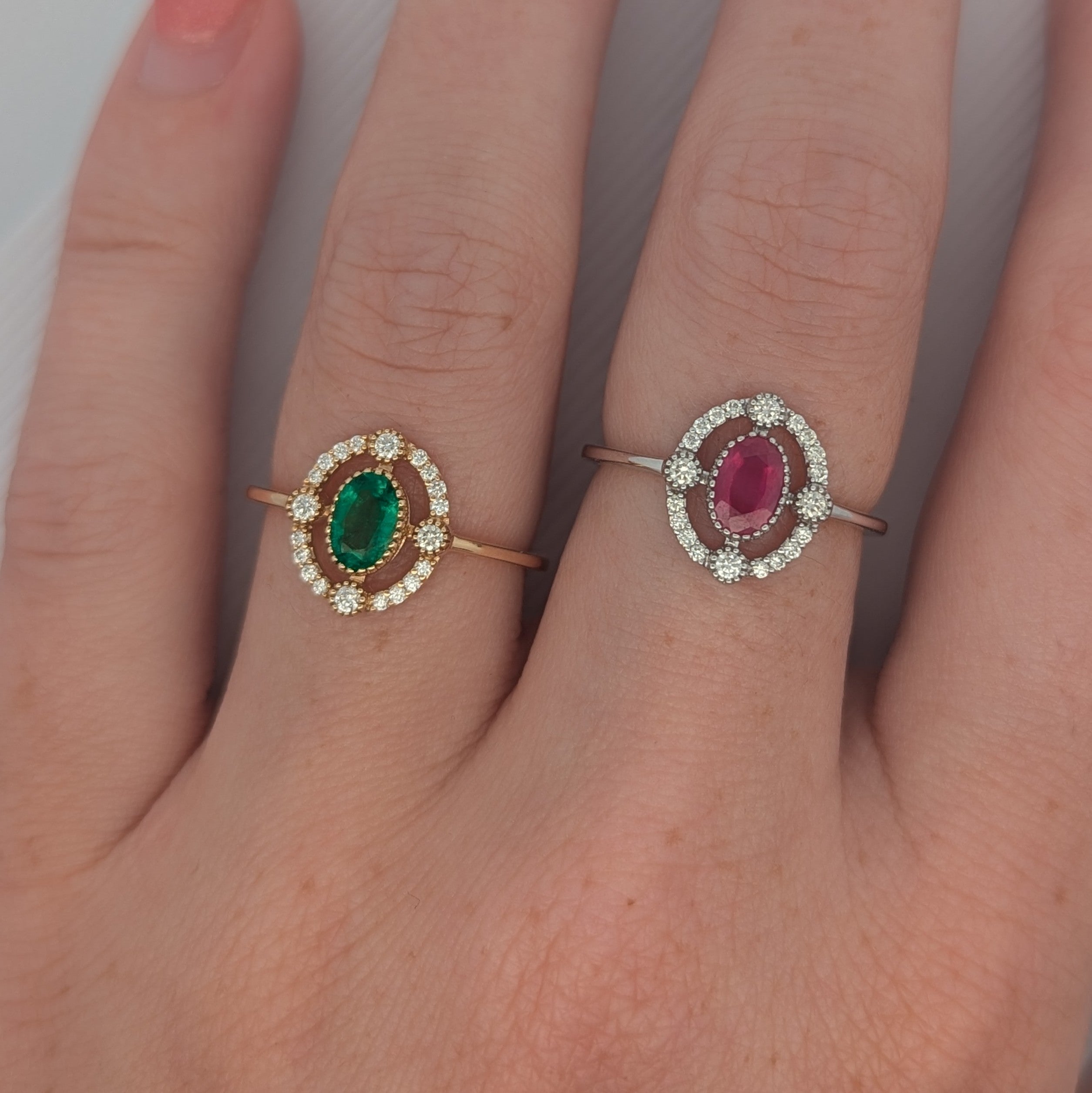 14K Gold and Gemstone Orbit Ring