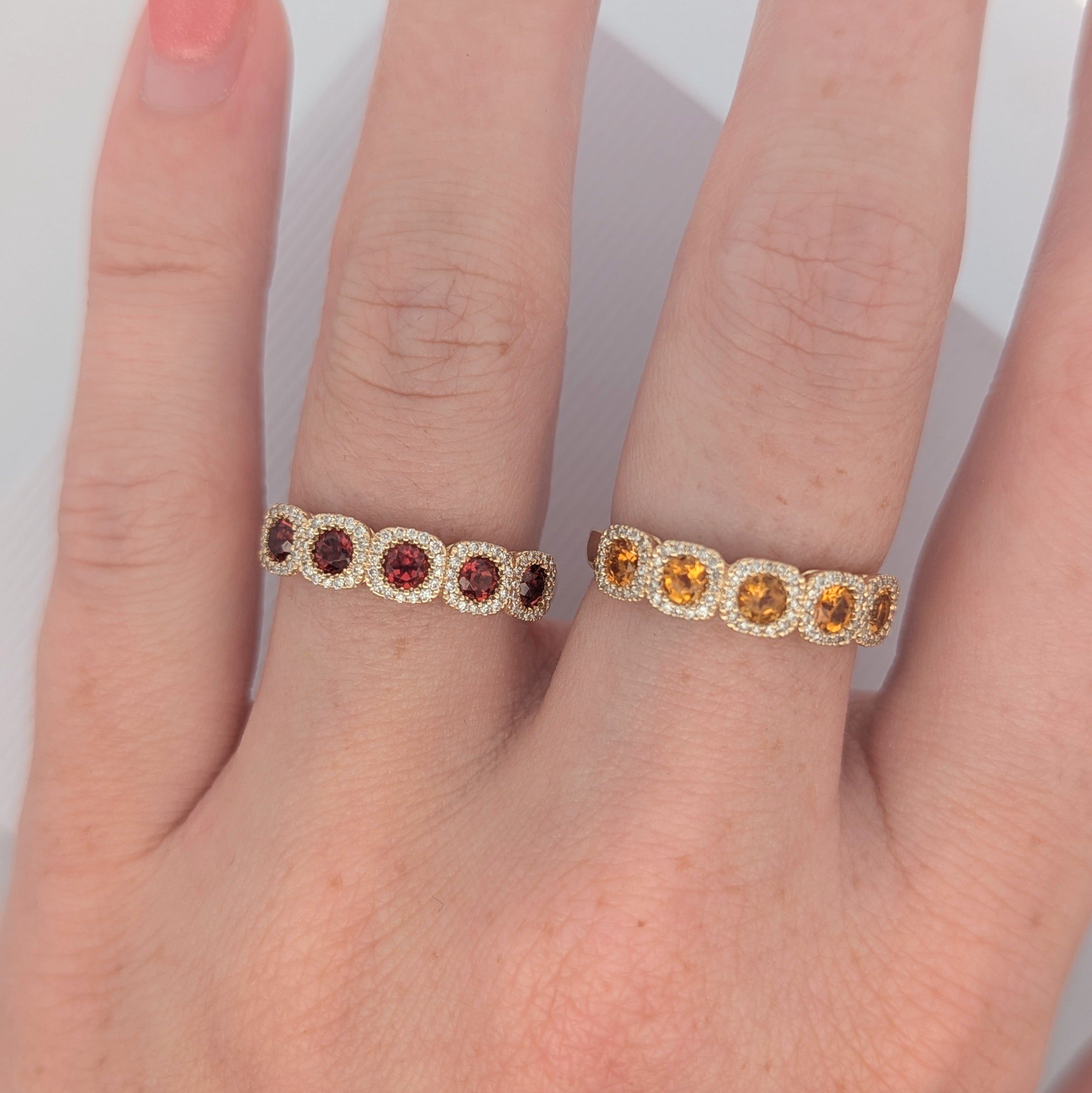 Gemstone and Diamond Halo Band