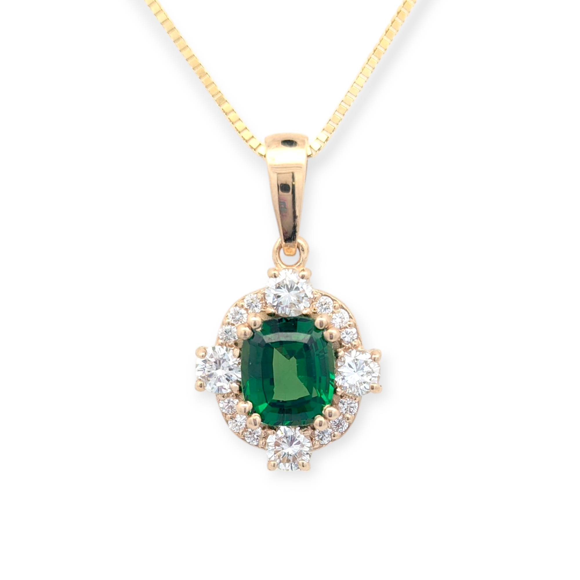 Compass Green Garnet and Diamond Vintage-Inspired Pendant