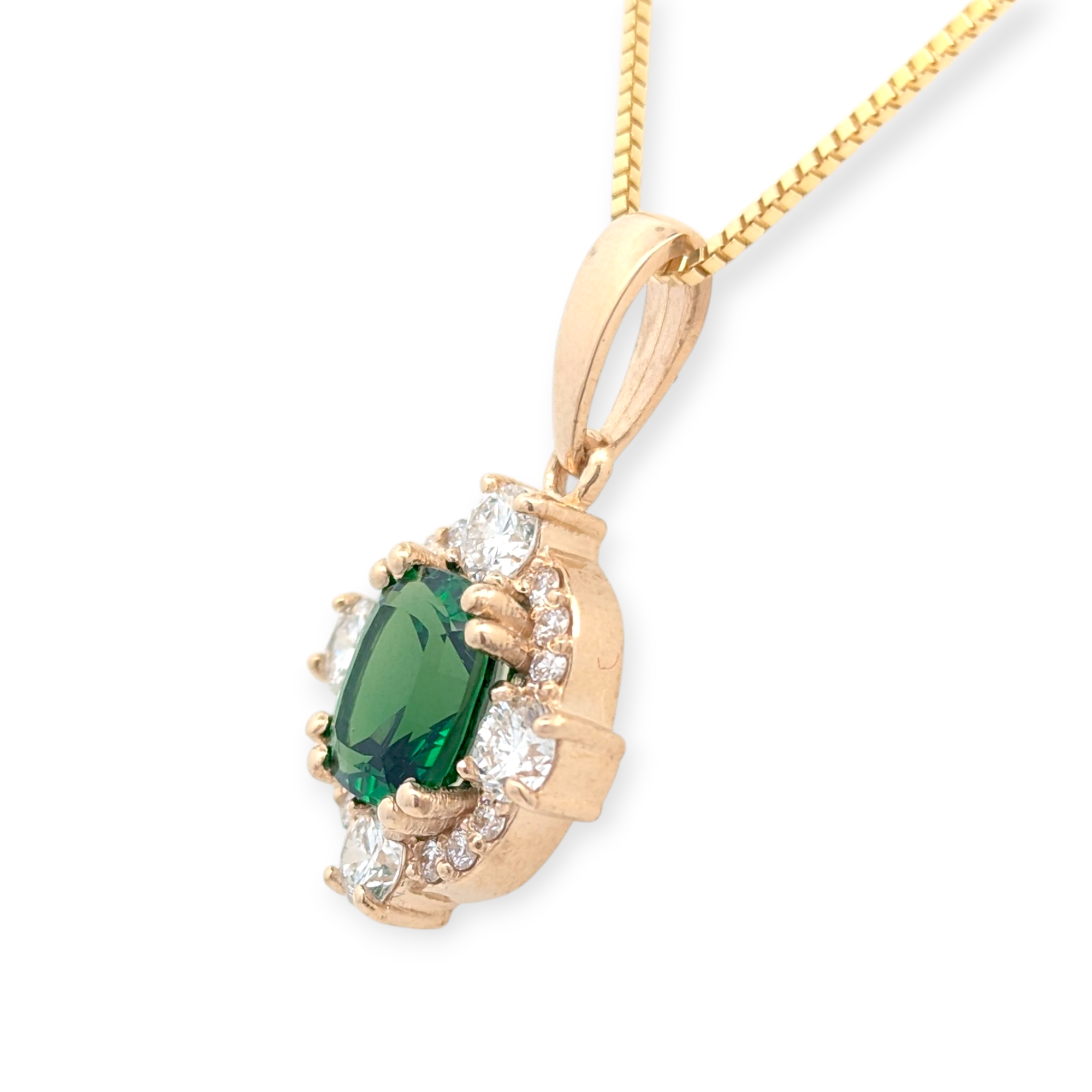 Compass Green Garnet and Diamond Vintage-Inspired Pendant