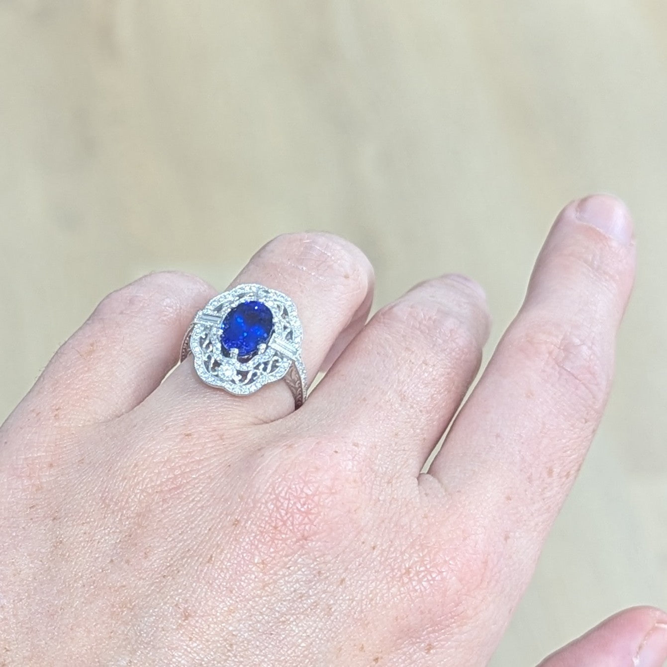 Imperia Tanzanite & Diamond Ring in 14k White Gold