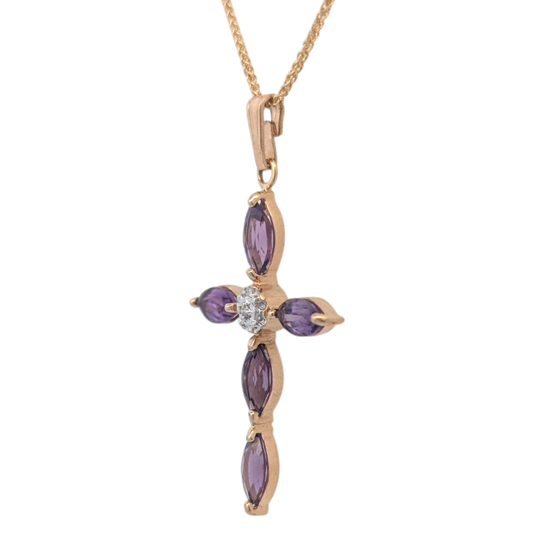 Vintage Amethyst Cross in 10K Yellow Gold