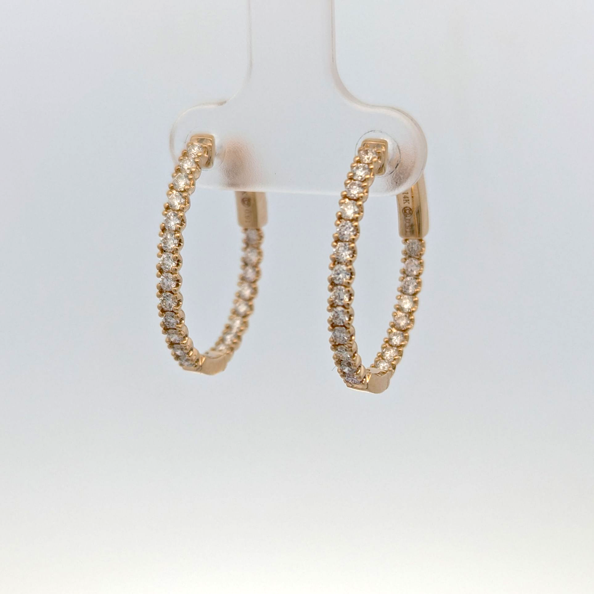 14K Yellow Gold Diamond Hoops