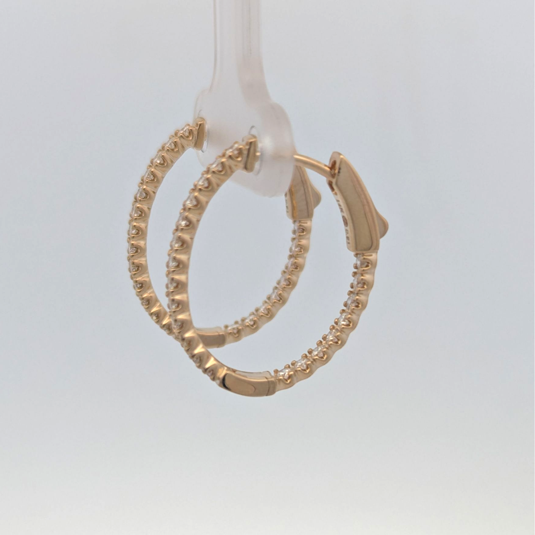 14K Yellow Gold Diamond Hoops