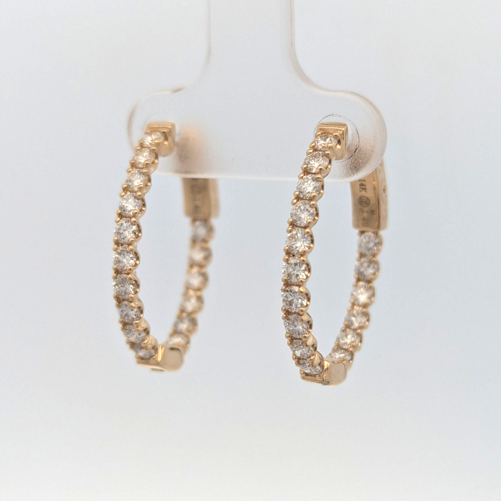 14K Yellow Gold Diamond Hoops