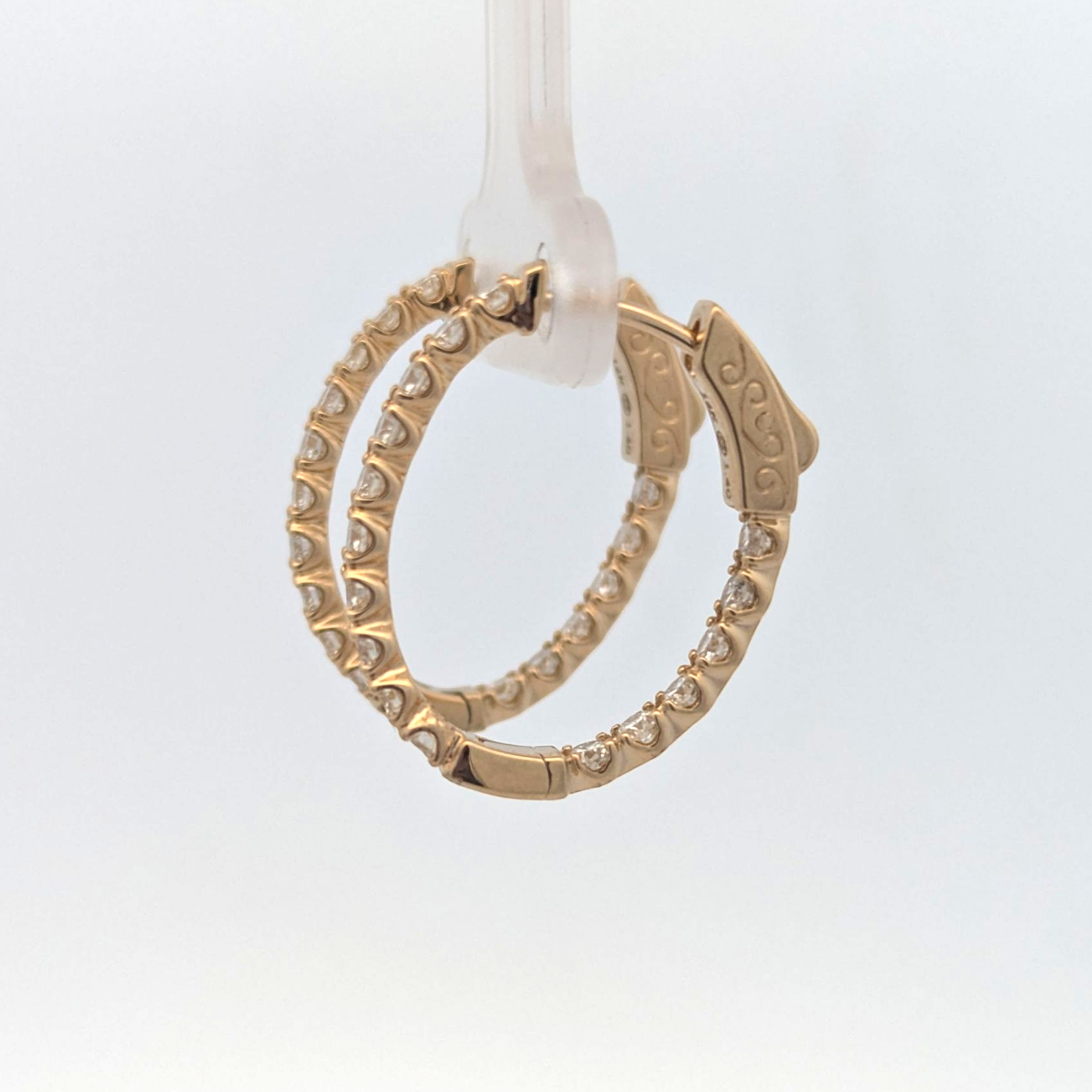 14K Yellow Gold Diamond Hoops