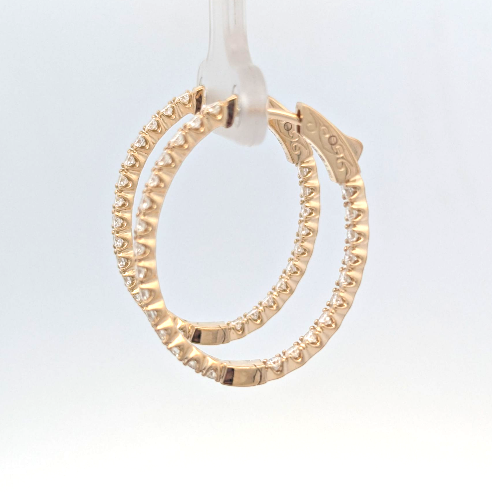 14K Yellow Gold Diamond Hoops
