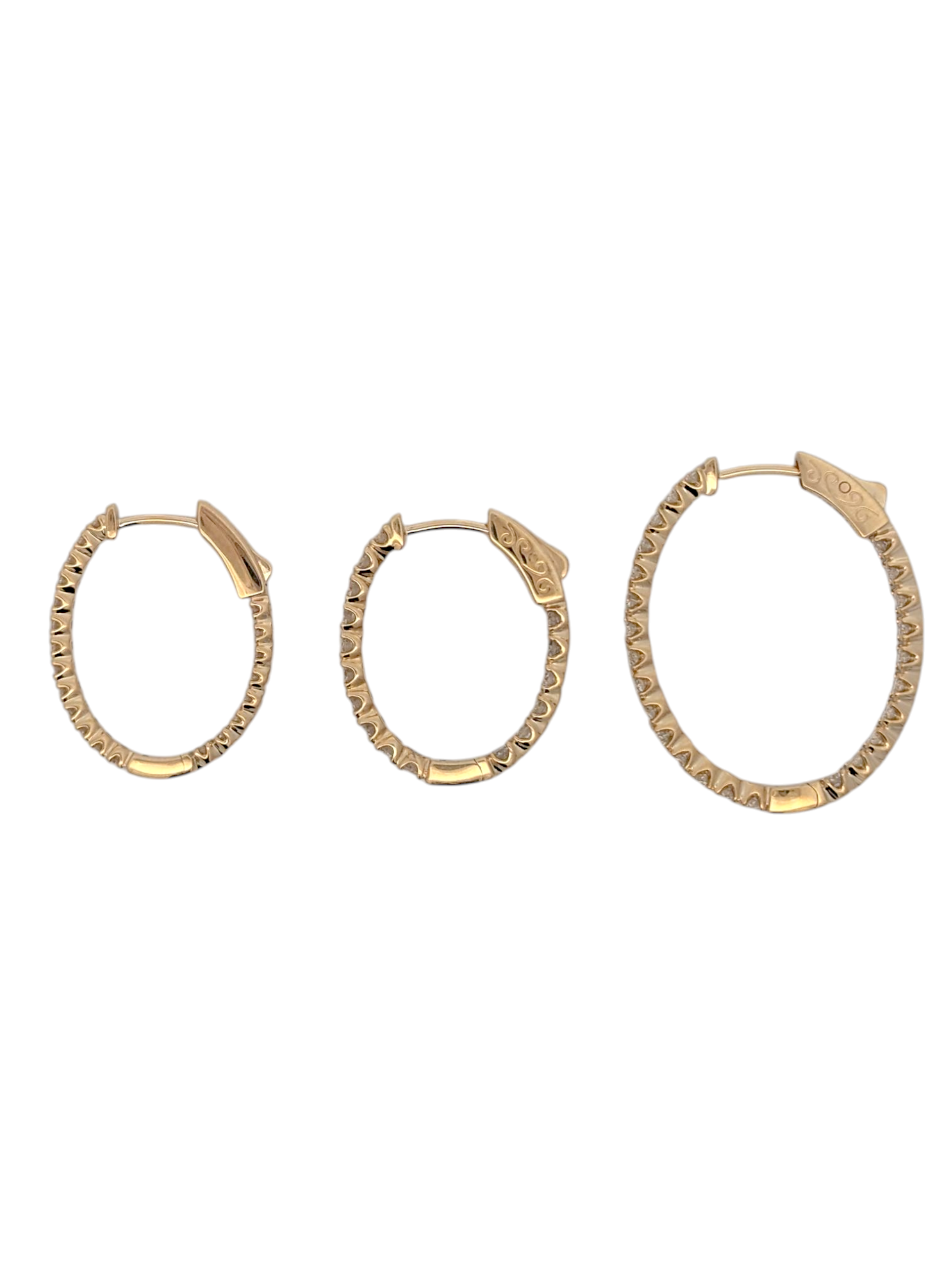 14K Yellow Gold Diamond Hoops