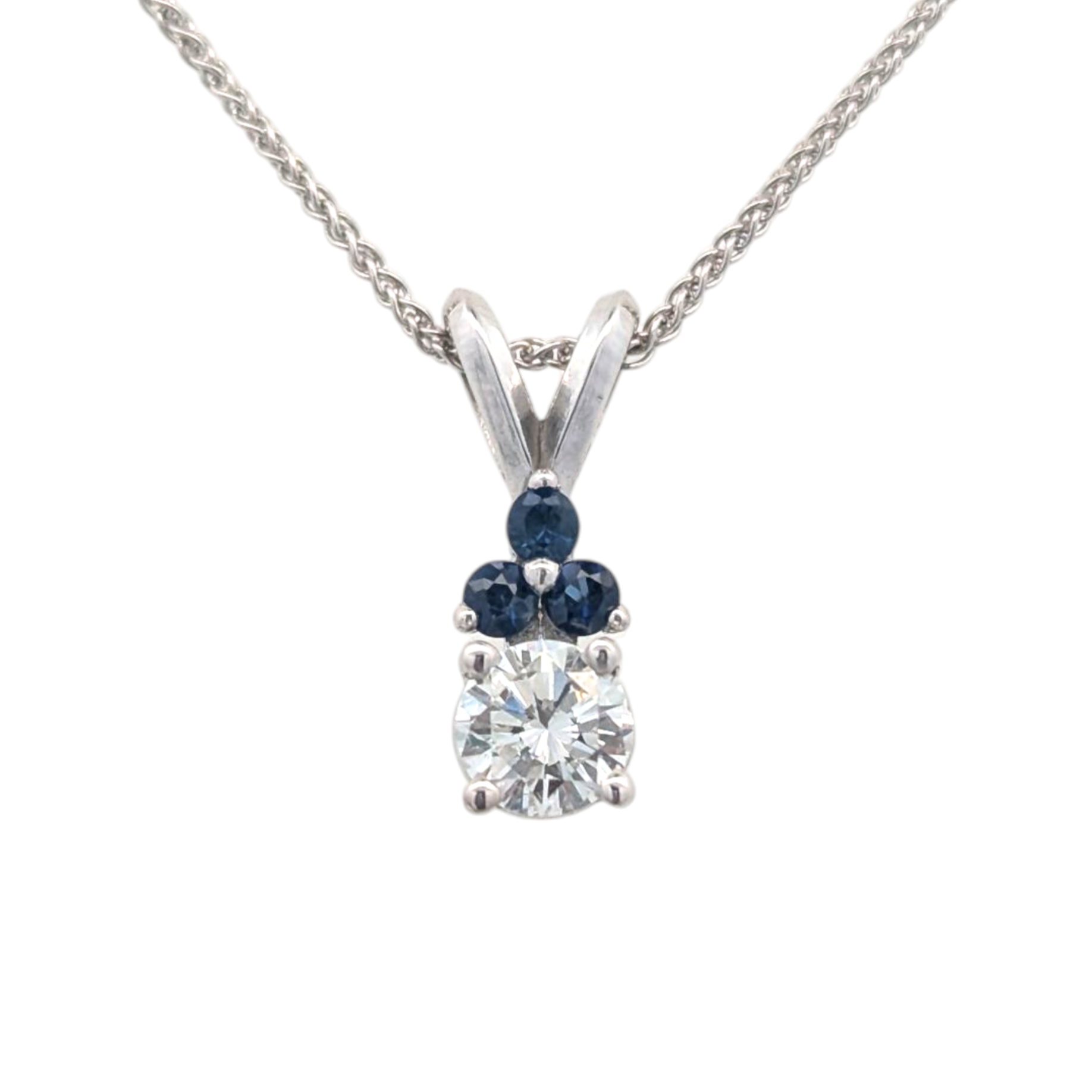Gemstone-Accented Diamond Pendant in 14K Gold