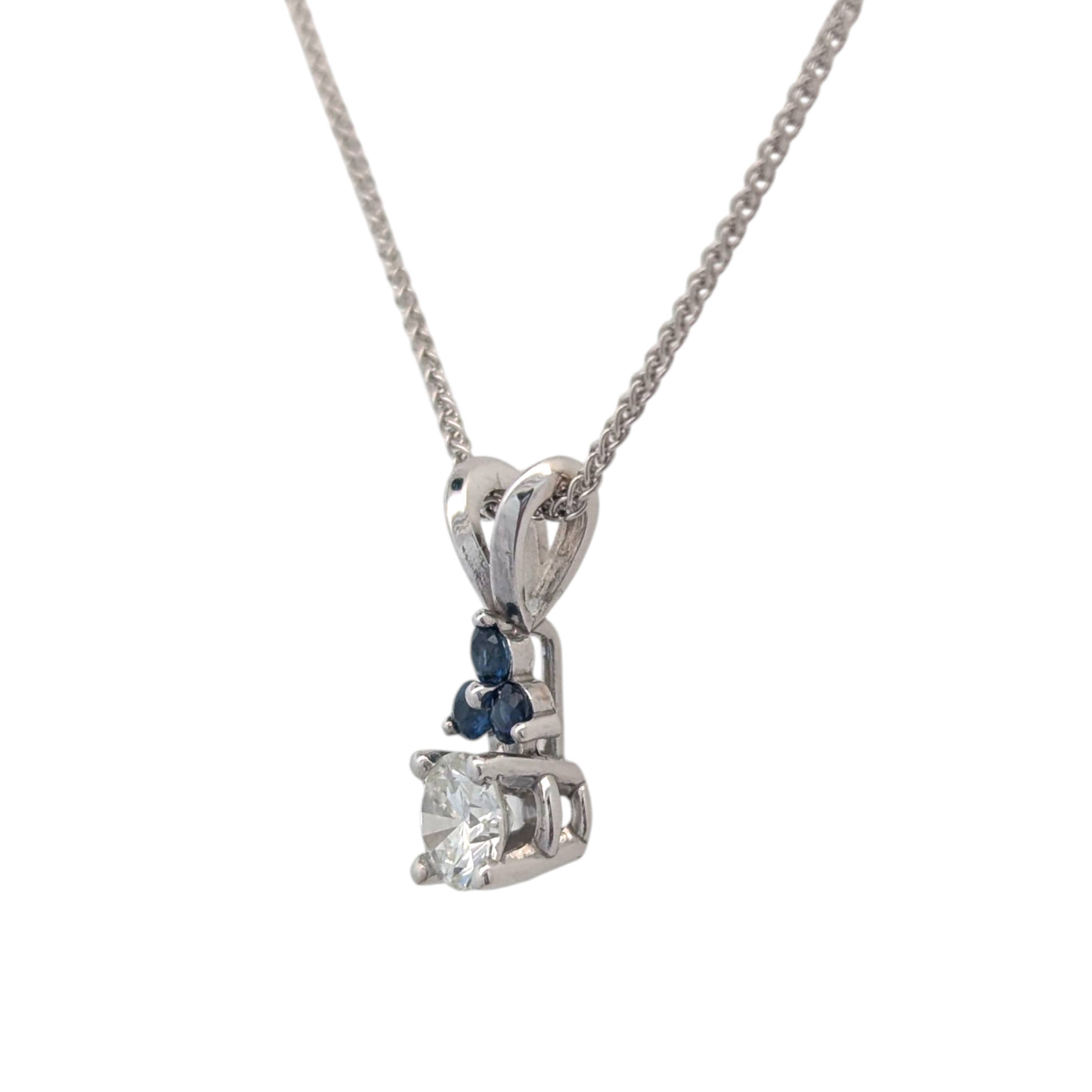 Gemstone-Accented Diamond Pendant in 14K Gold