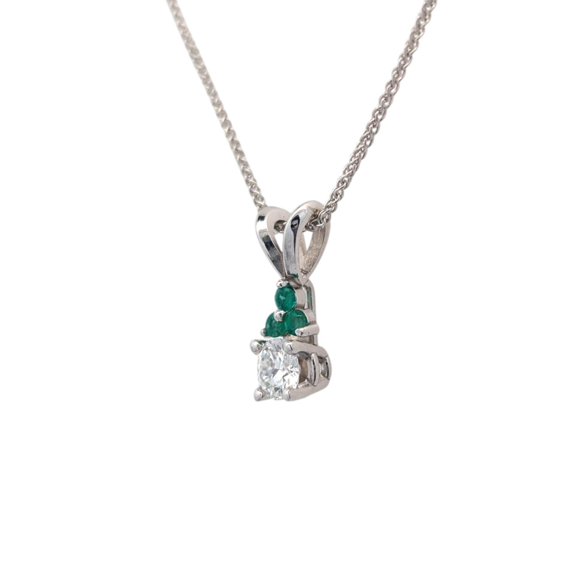 Gemstone-Accented Diamond Pendant in 14K Gold