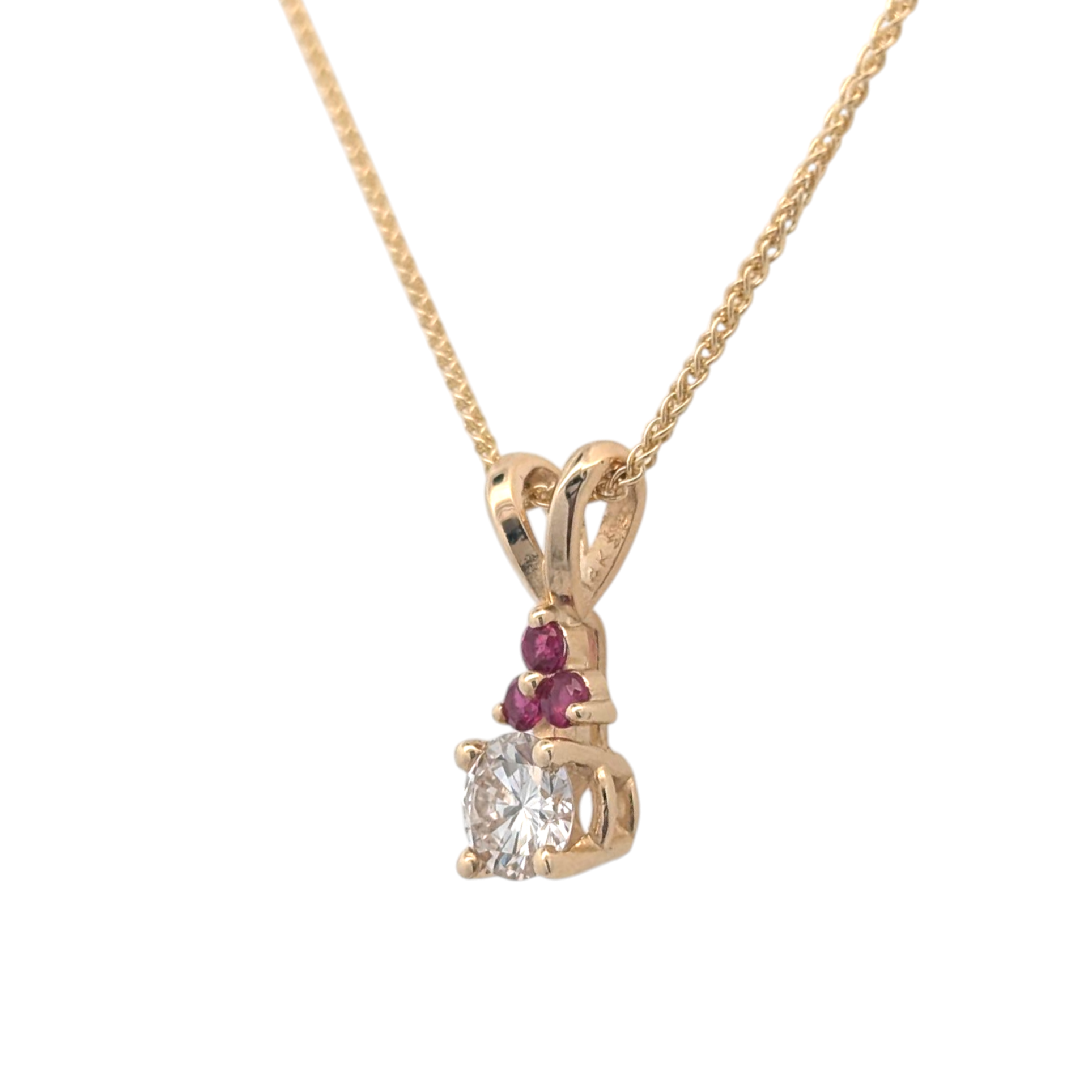 Gemstone-Accented Diamond Pendant in 14K Gold