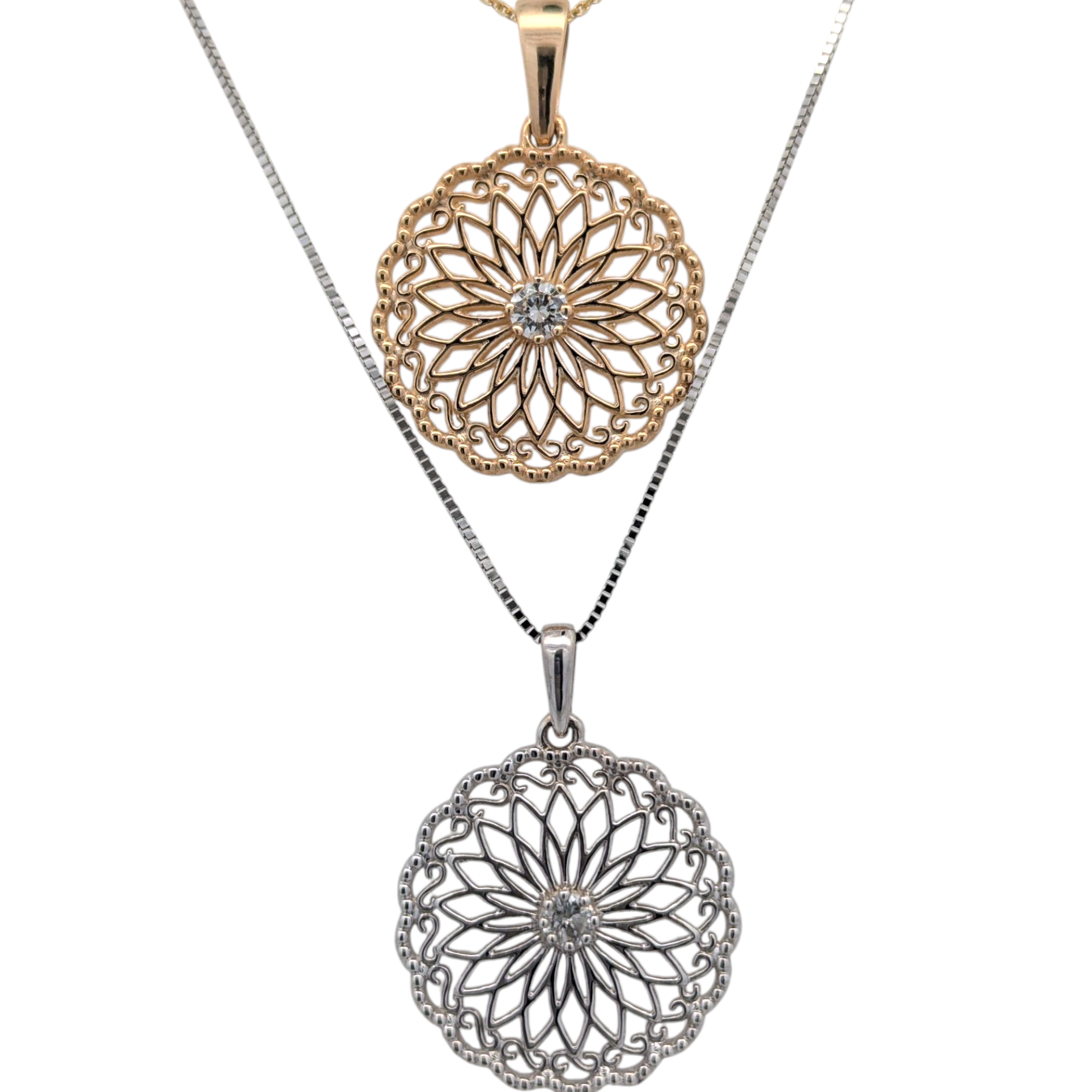 Sistina Diamond Disk Necklace in 14K Gold