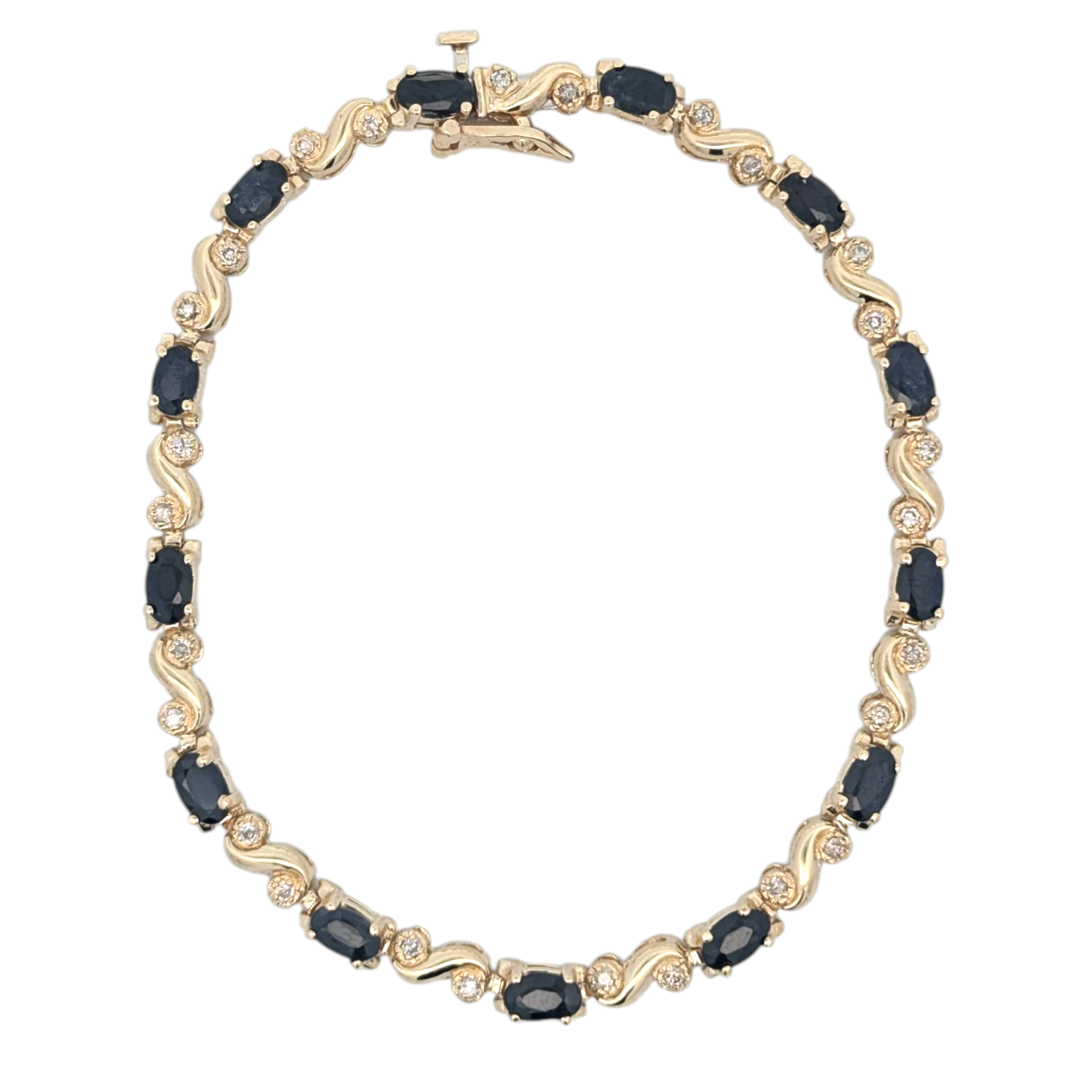 Vintage 10K Yellow Gold Sapphire Bracelet