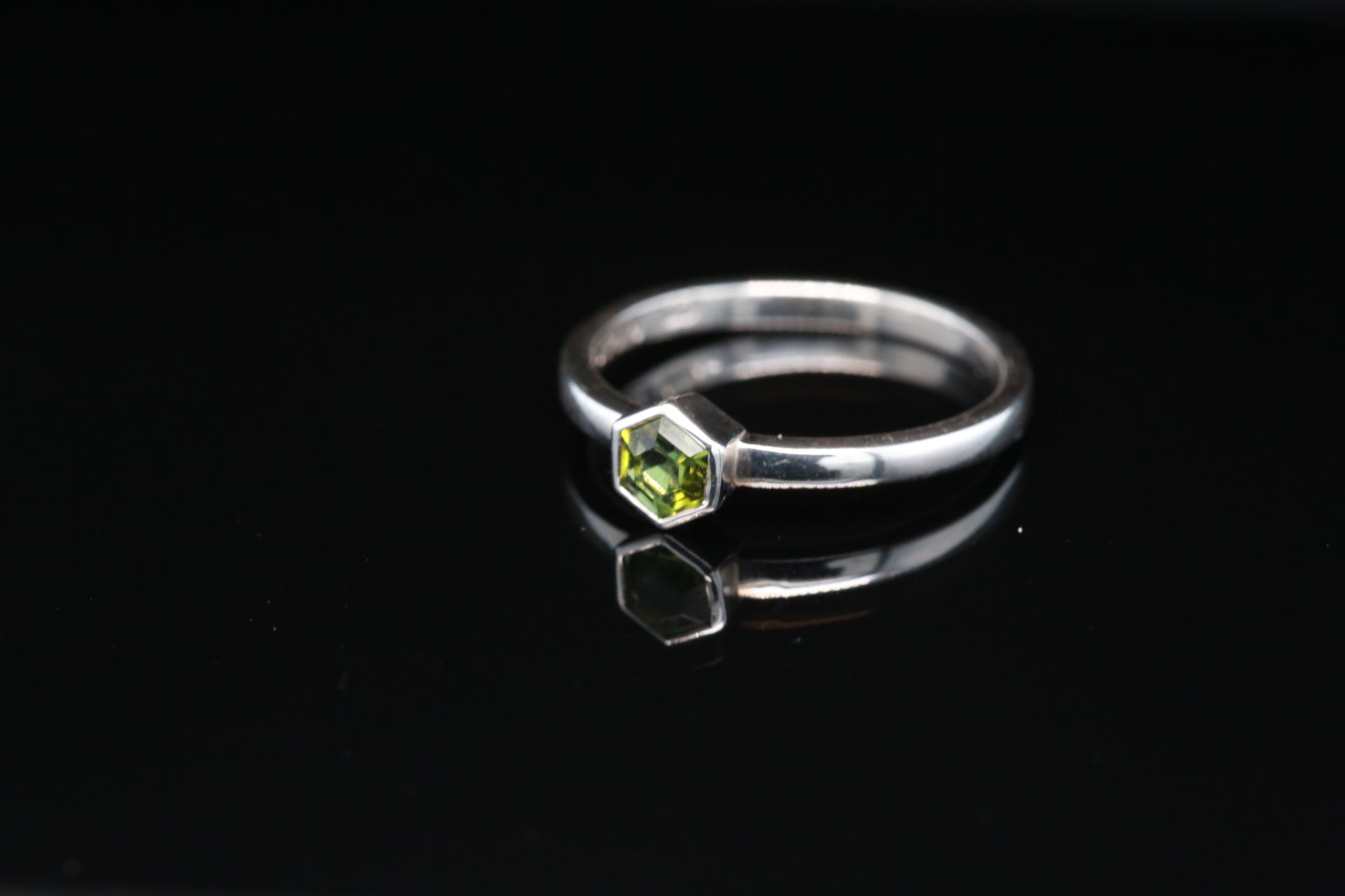 Serena Ring with Hexagon-cut Green Tourmaline in Sterling Silver