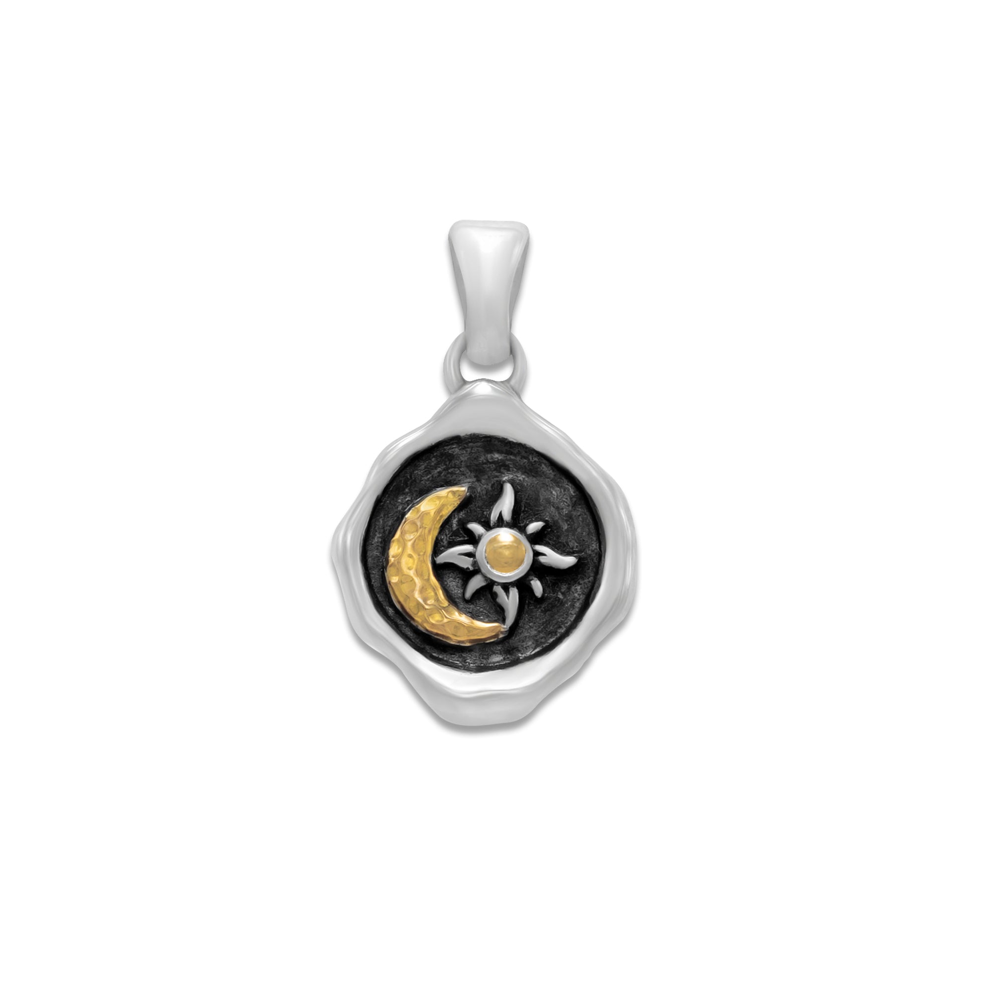 Sterling Silver and 18K Yellow Gold Sun and Moon Pendant