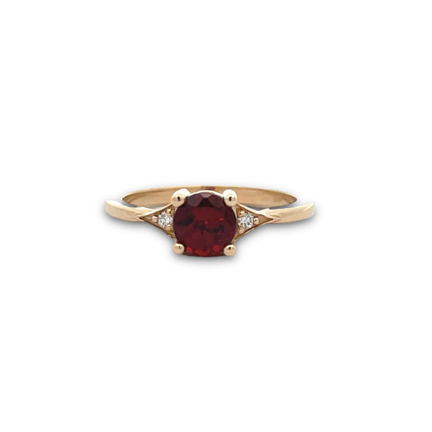 Giulia Garnet & Diamond Ring in 14k Yellow Gold