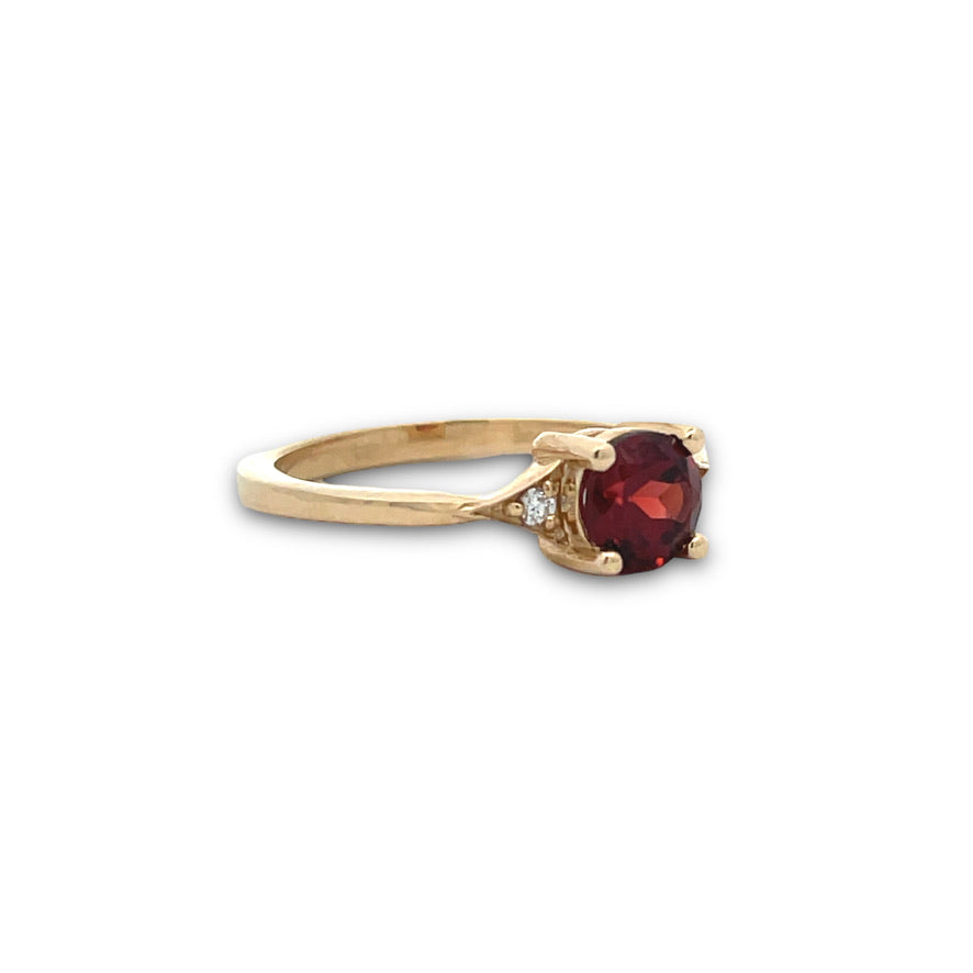 Giulia Garnet & Diamond Ring in 14k Yellow Gold