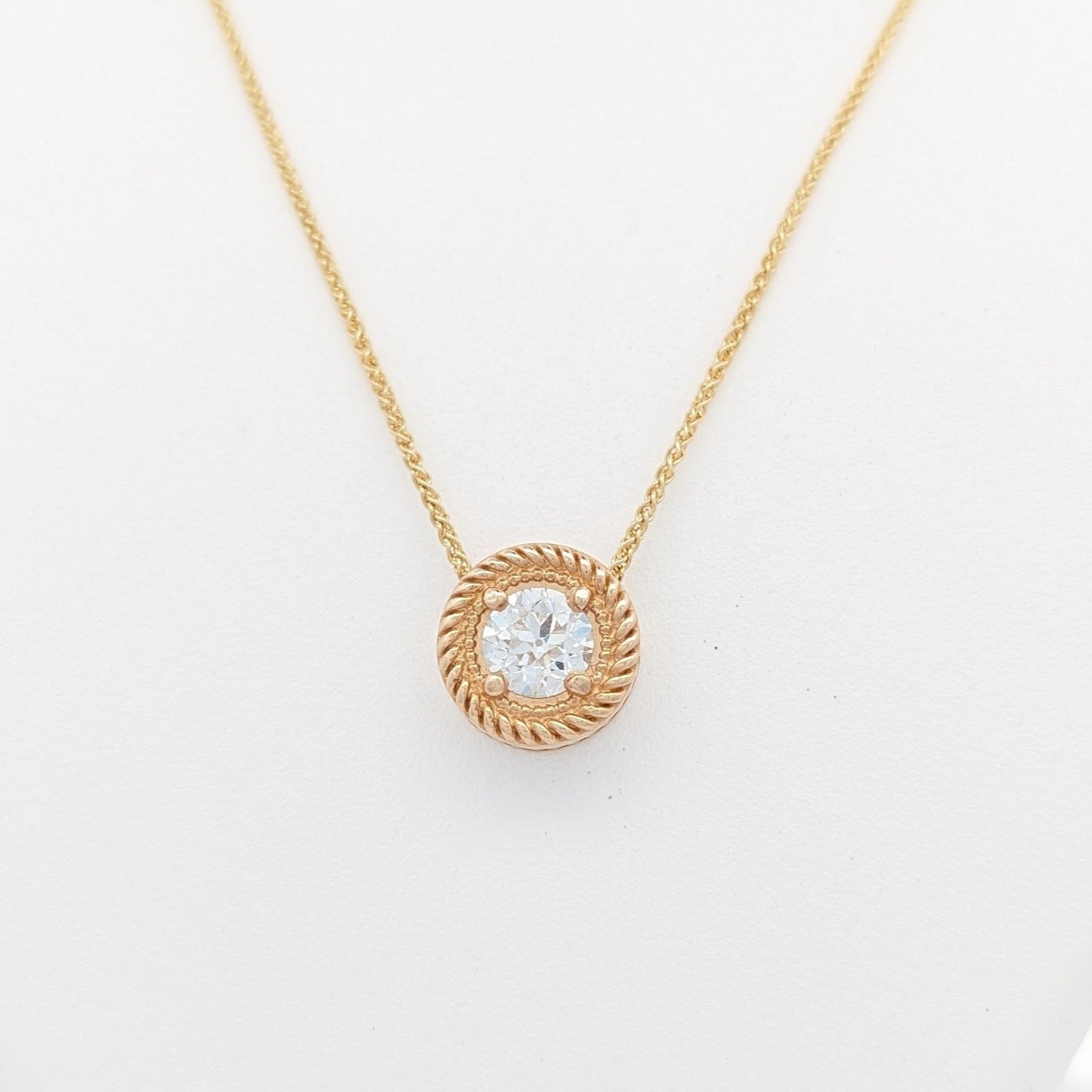 Ramona Solitaire Natural Diamond Necklace with Rope Design