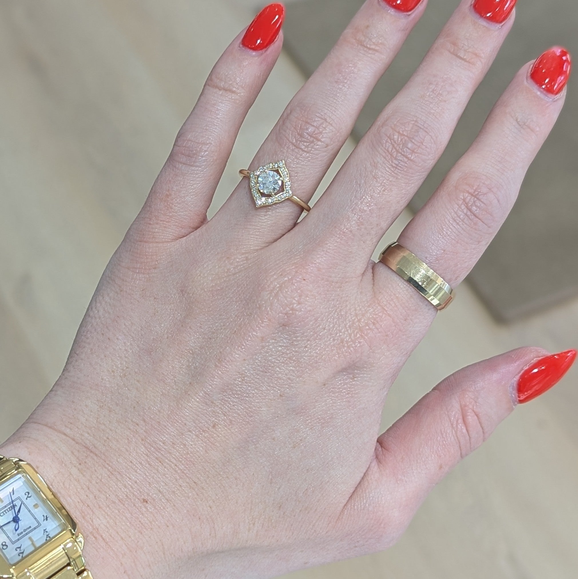 14K Yellow Gold Vintage Inspired Diamond Ring