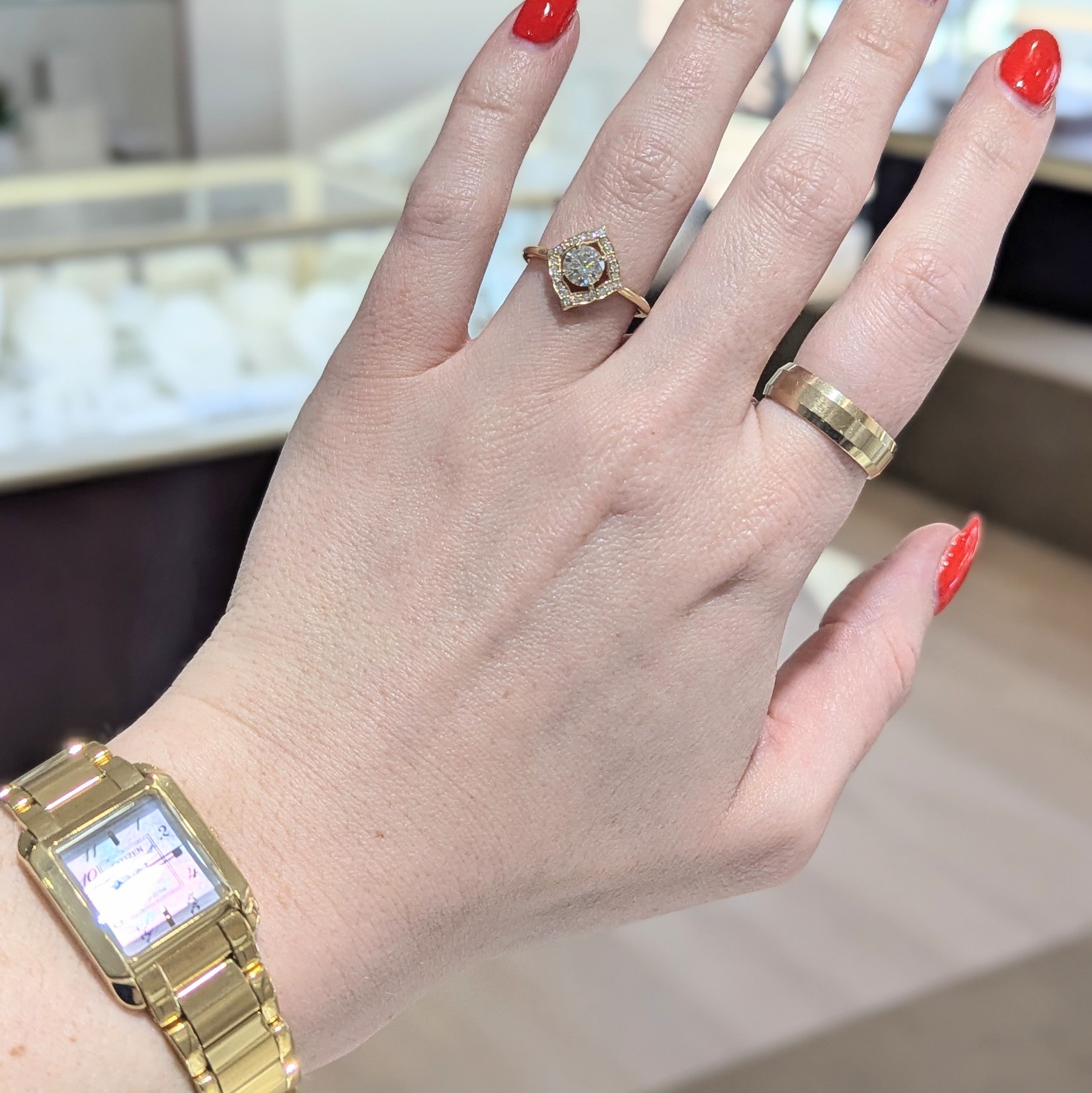 14K Yellow Gold Vintage Inspired Diamond Ring