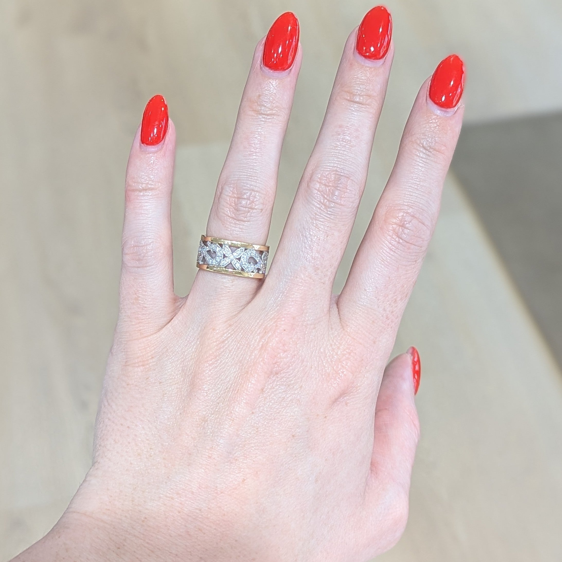 Fiorella Diamond Ring in Two-Tone White & Yellow Gold