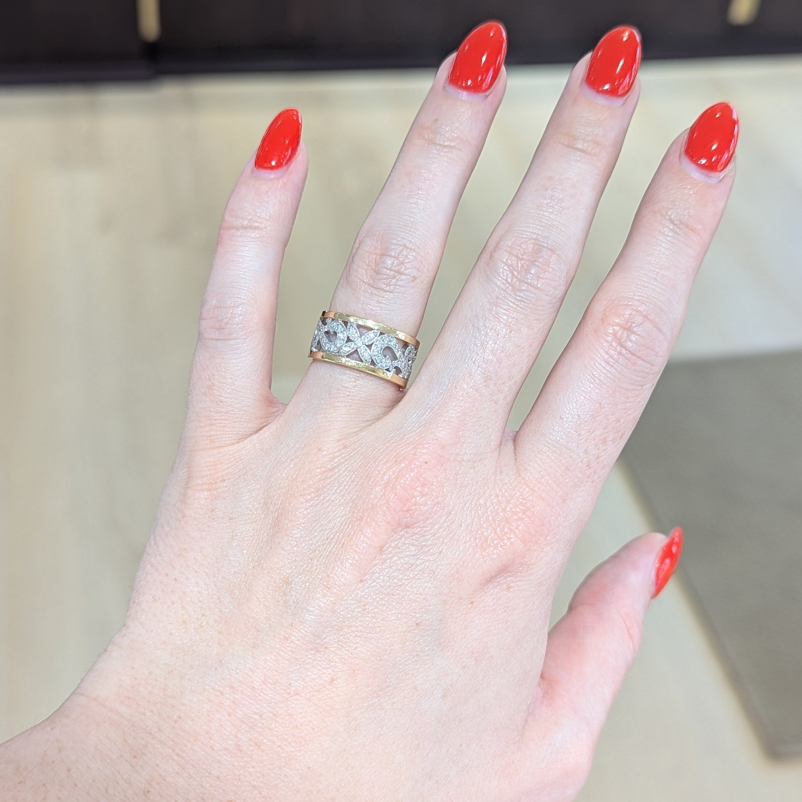 Fiorella Diamond Ring in Two-Tone White & Yellow Gold