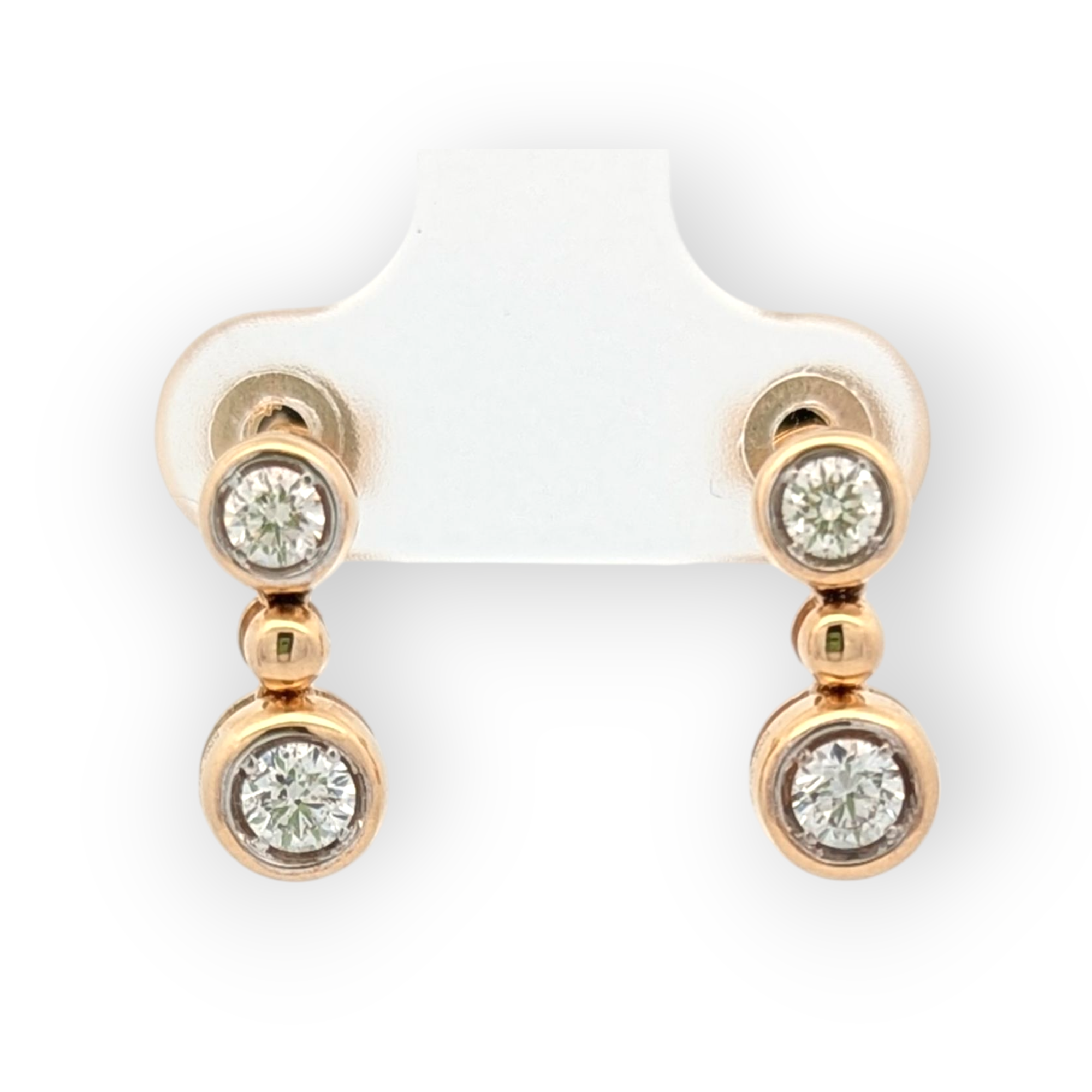14K Yellow Gold Diamond Drop Earrings
