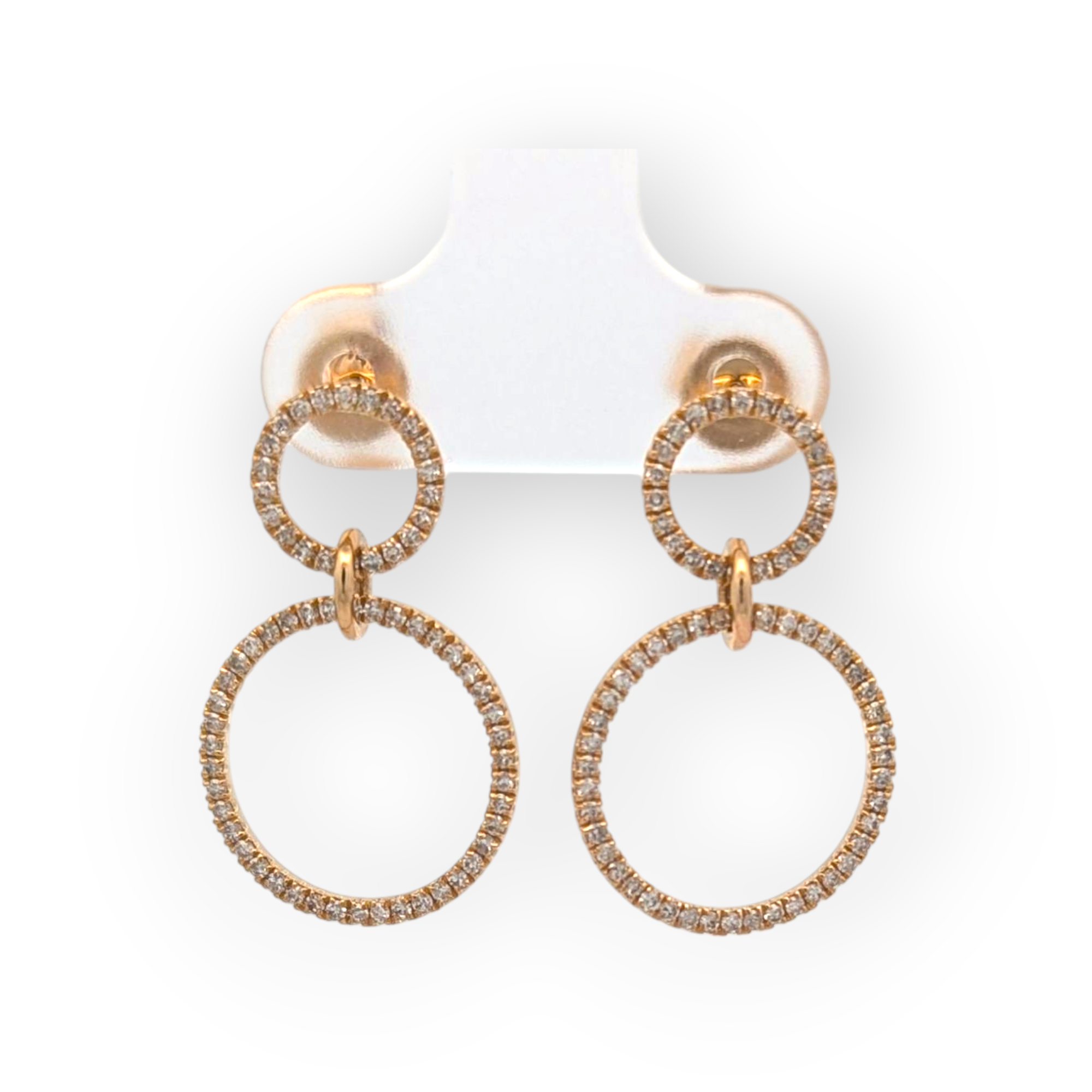 14k Yellow Gold and Diamond Circle Earrings