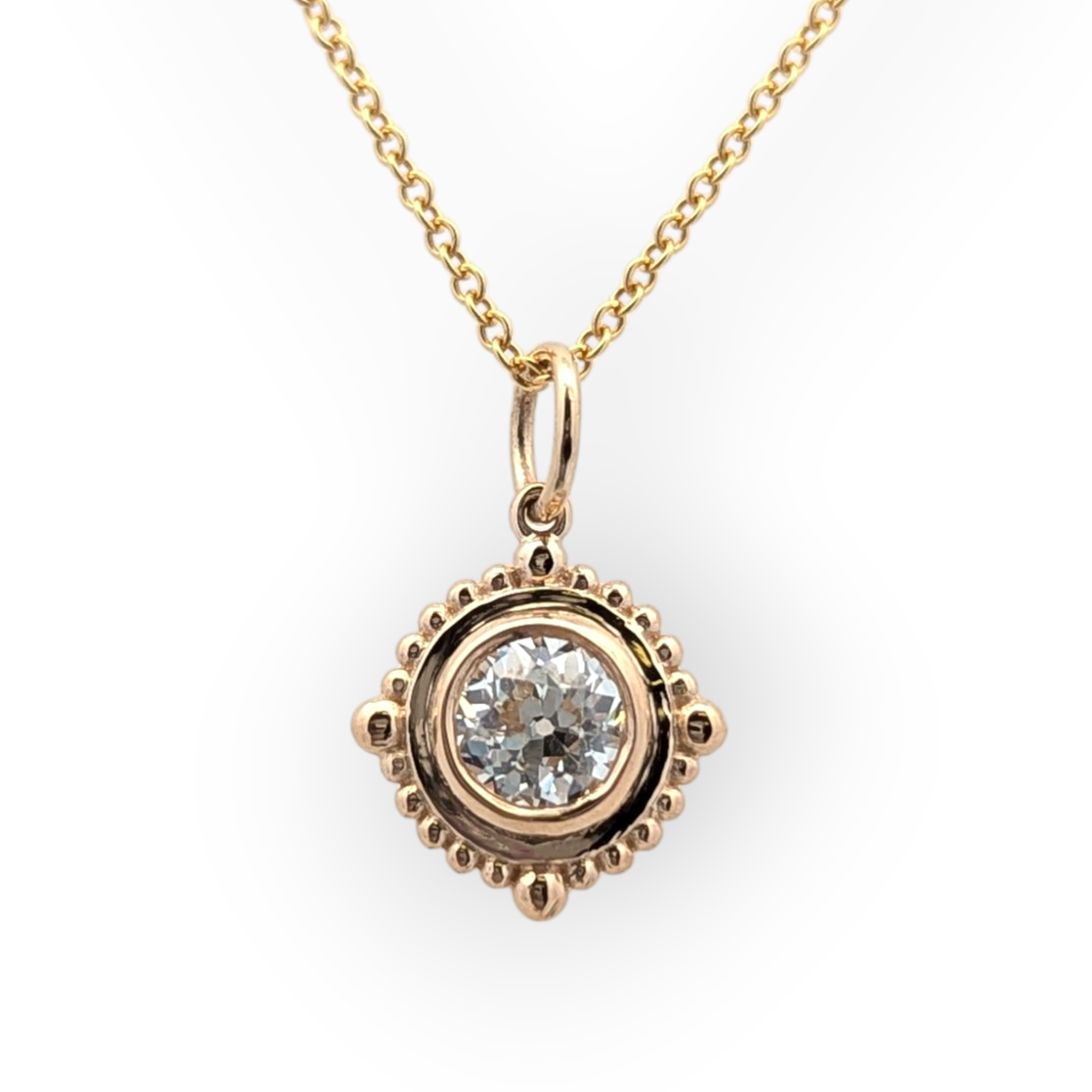 14K Yellow Gold Vintage Inspired Diamond Pendant