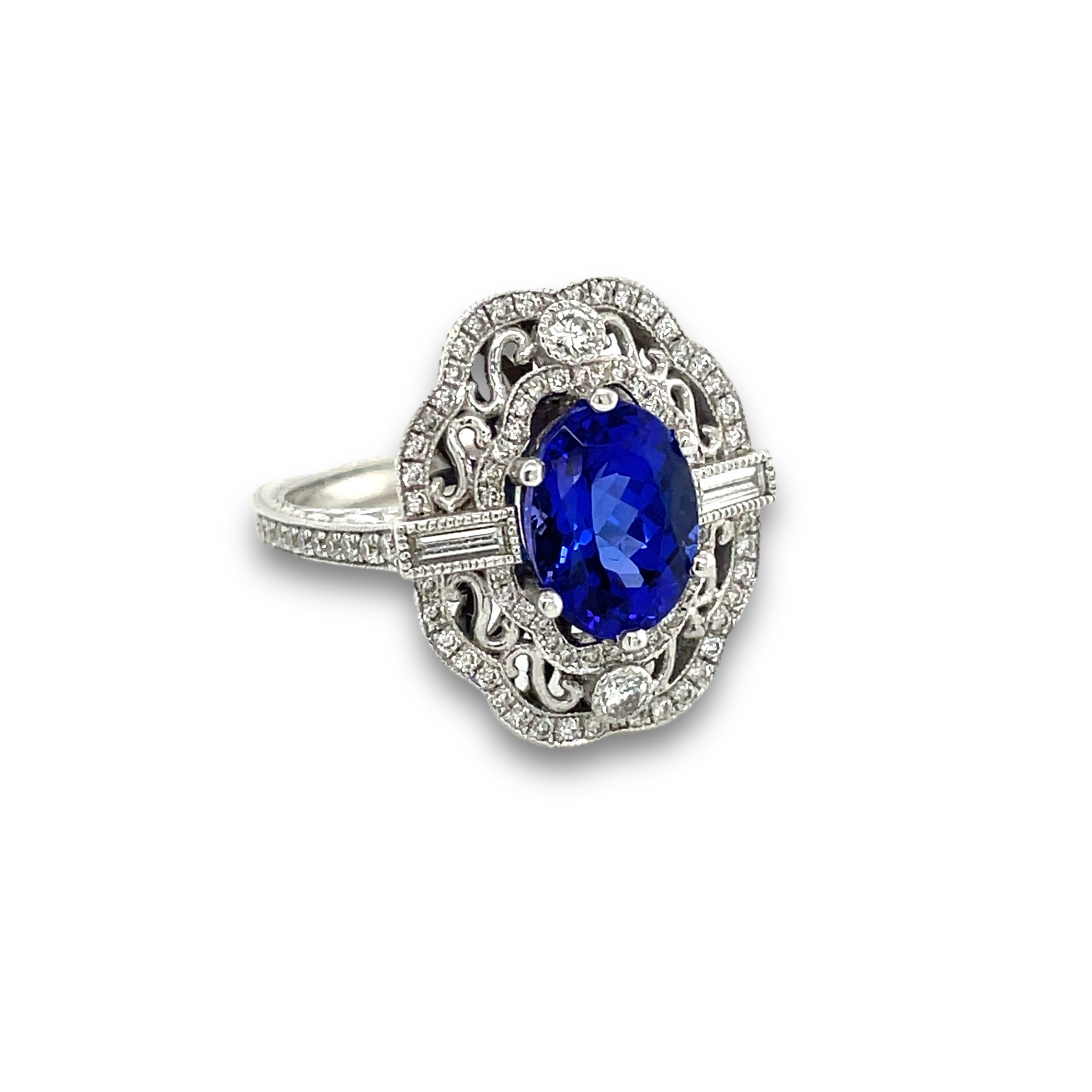 Imperia Tanzanite & Diamond Ring in 14k White Gold