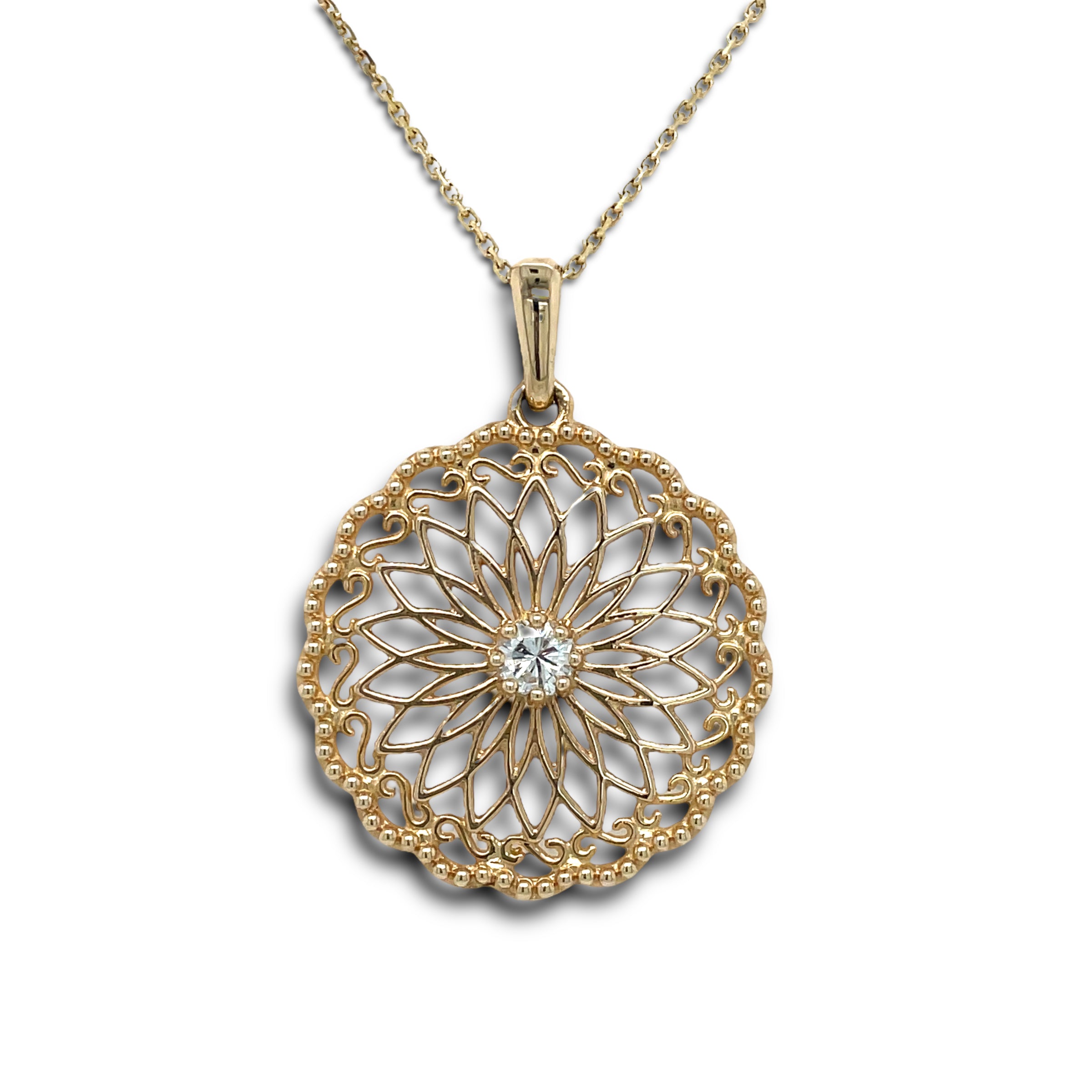 Sistina Diamond Disk Necklace in 14K Gold