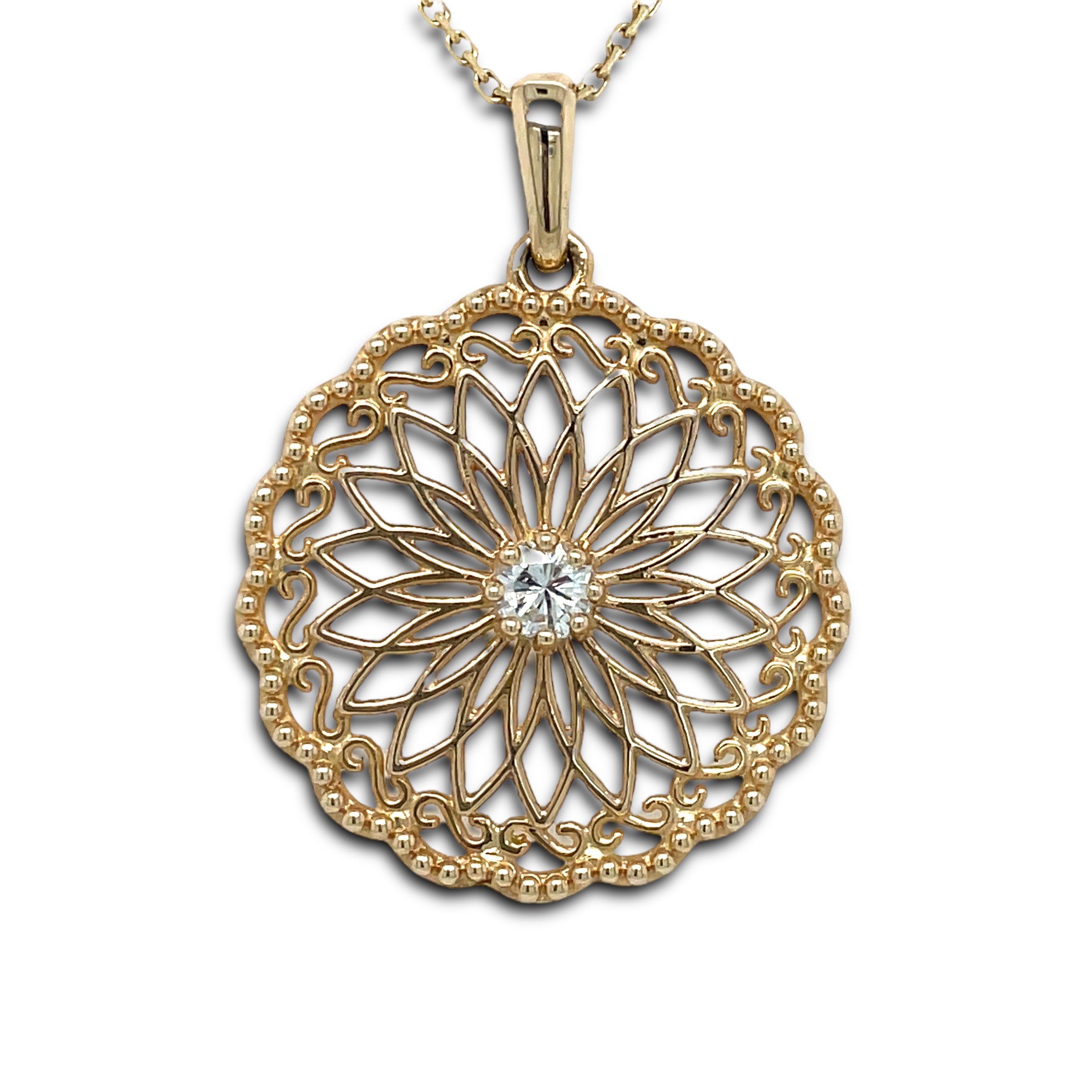 Sistina Diamond Disk Necklace in 14K Gold