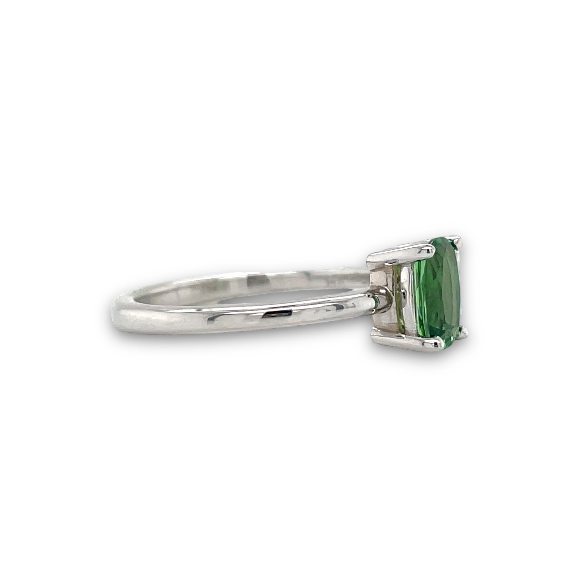 Mint Green Garnet & Diamond Ring  in White Gold