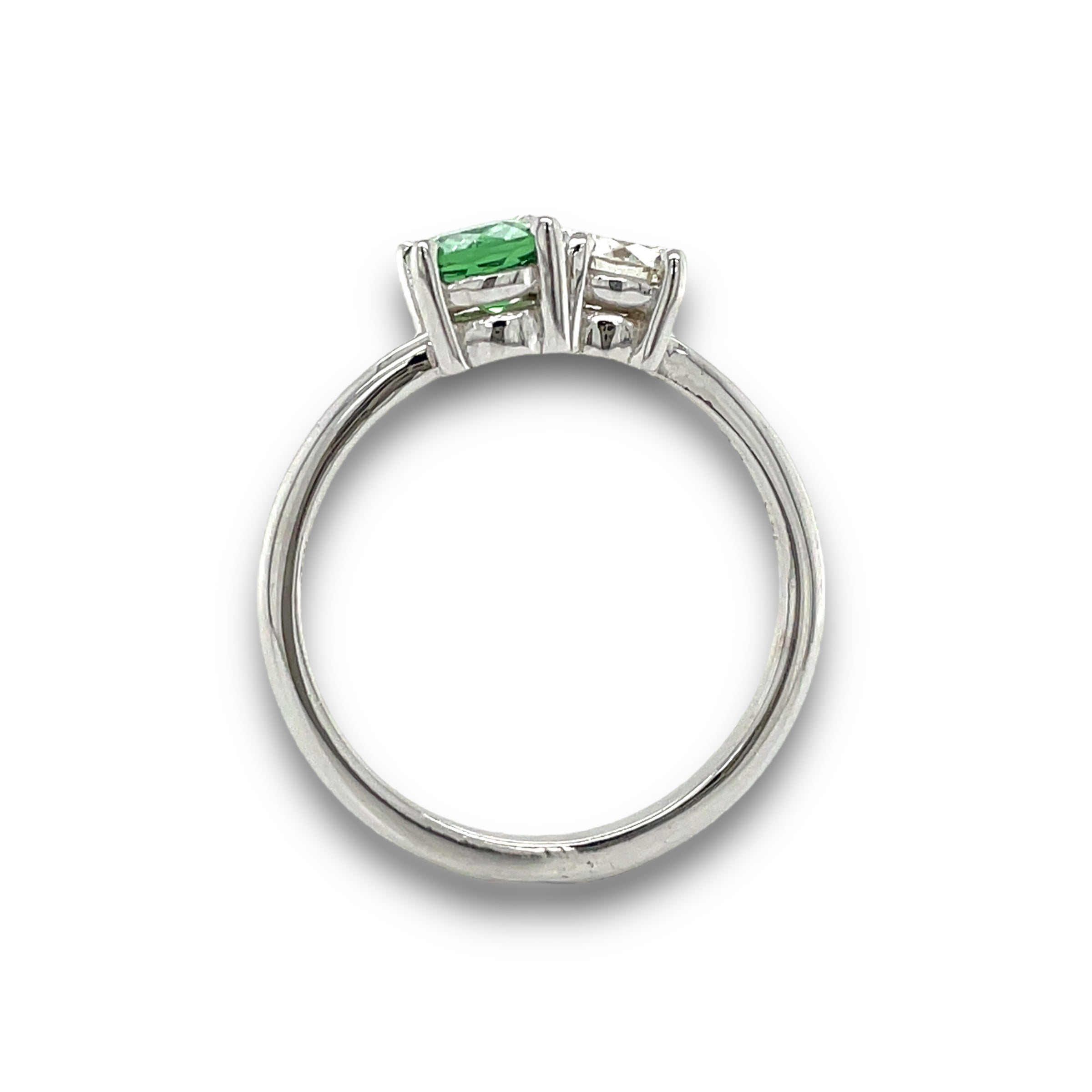 Mint Green Garnet & Diamond Ring  in White Gold