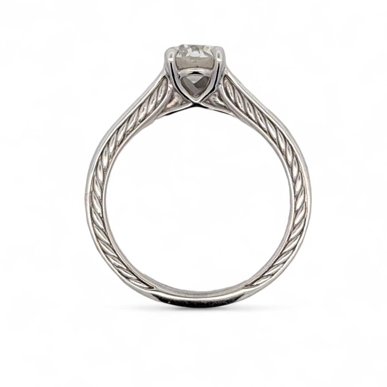 Vintage Inspired 14K White Gold Engagement Ring with 0.80 Carat Natural Diamond