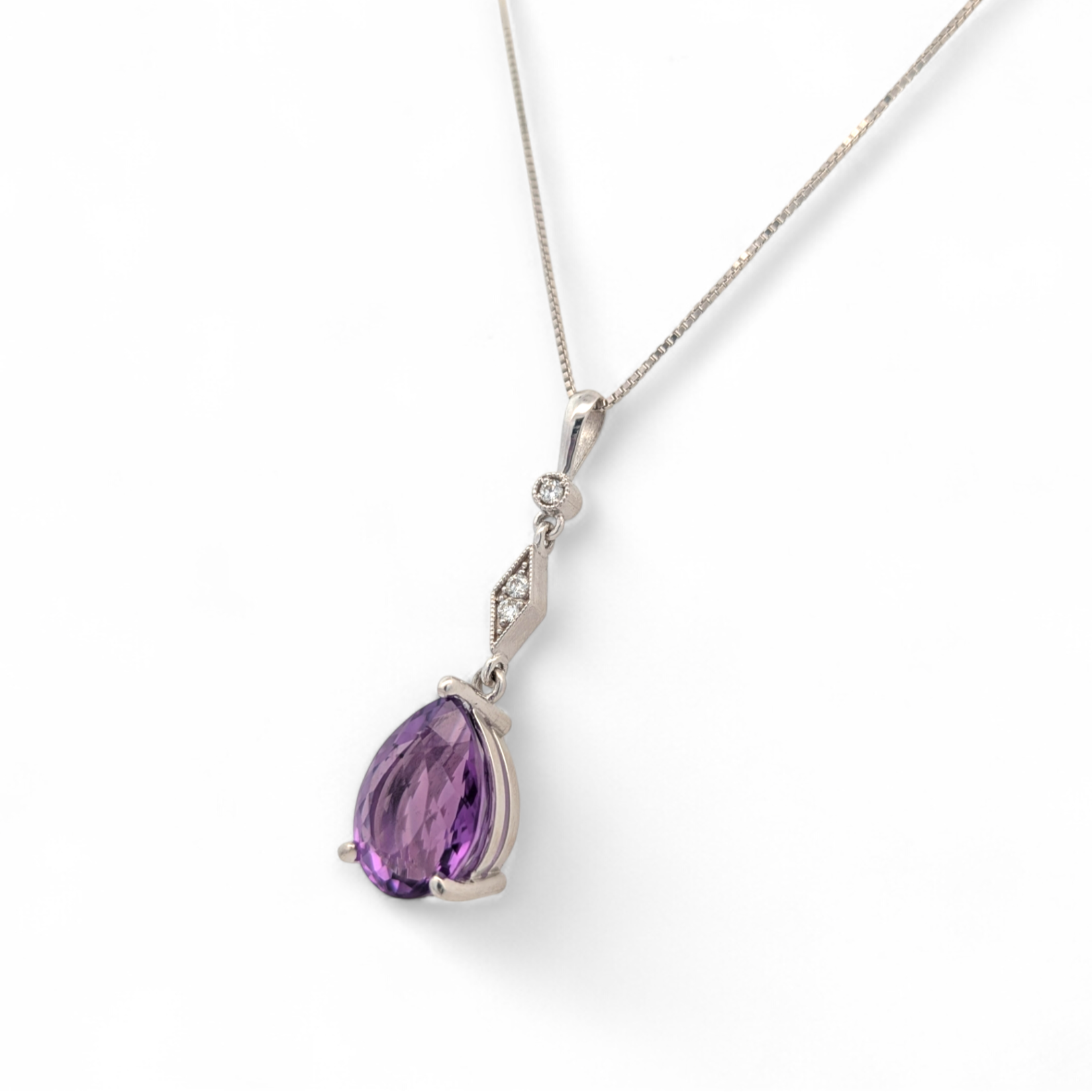 Ciella 14K Gold Pendant with Diamond and Amethyst
