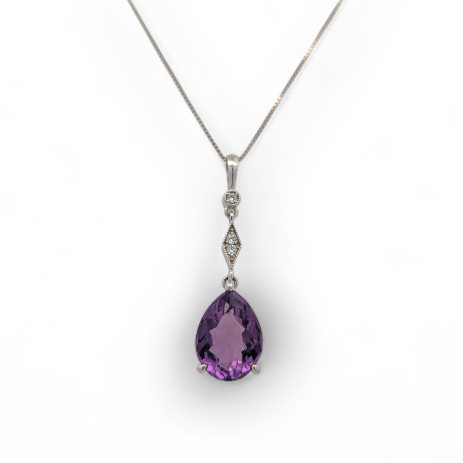 Ciella 14K Gold Pendant with Diamond and Amethyst