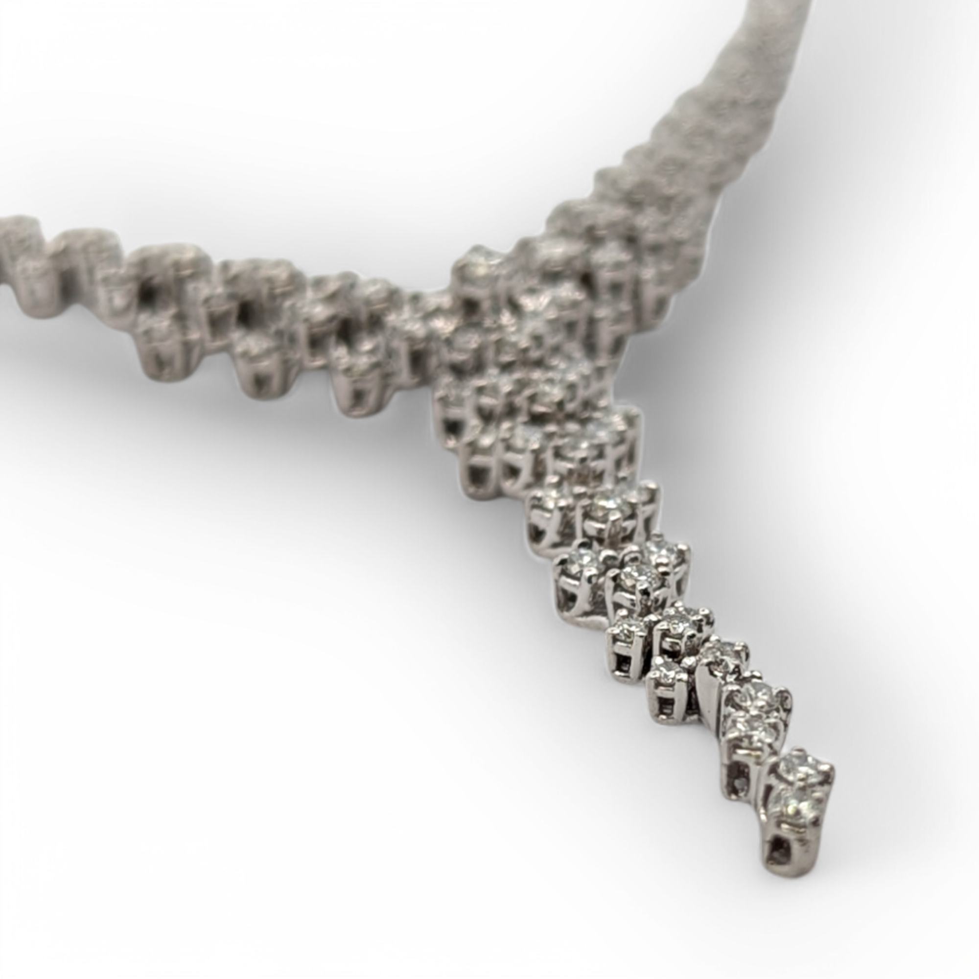 Vintage 18K White Gold Tennis Necklace