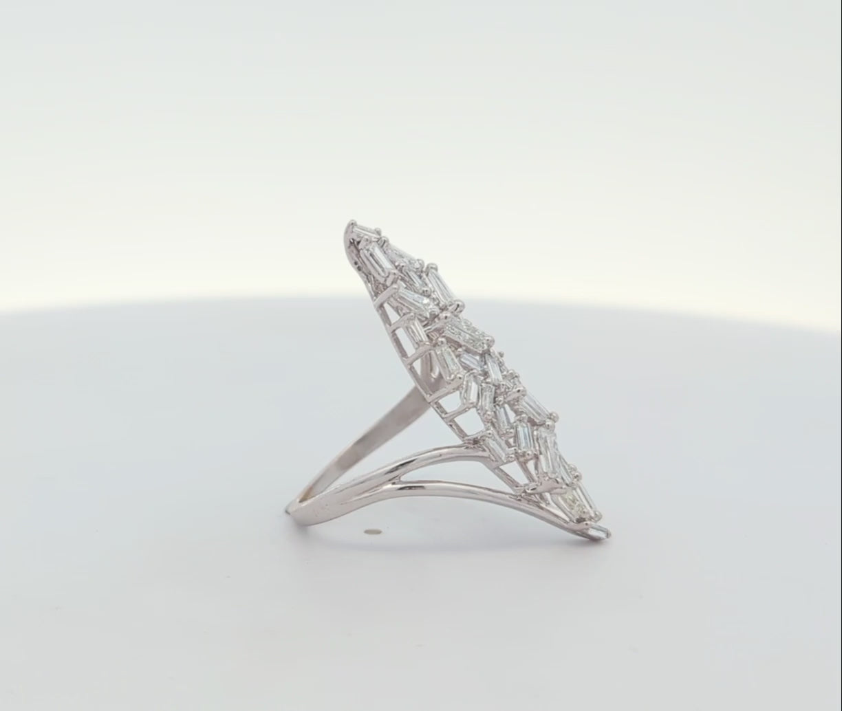 Vintage Baguette Diamond Cocktail Ring
