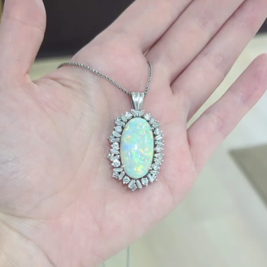 Vintage Opal and Diamond Pendant